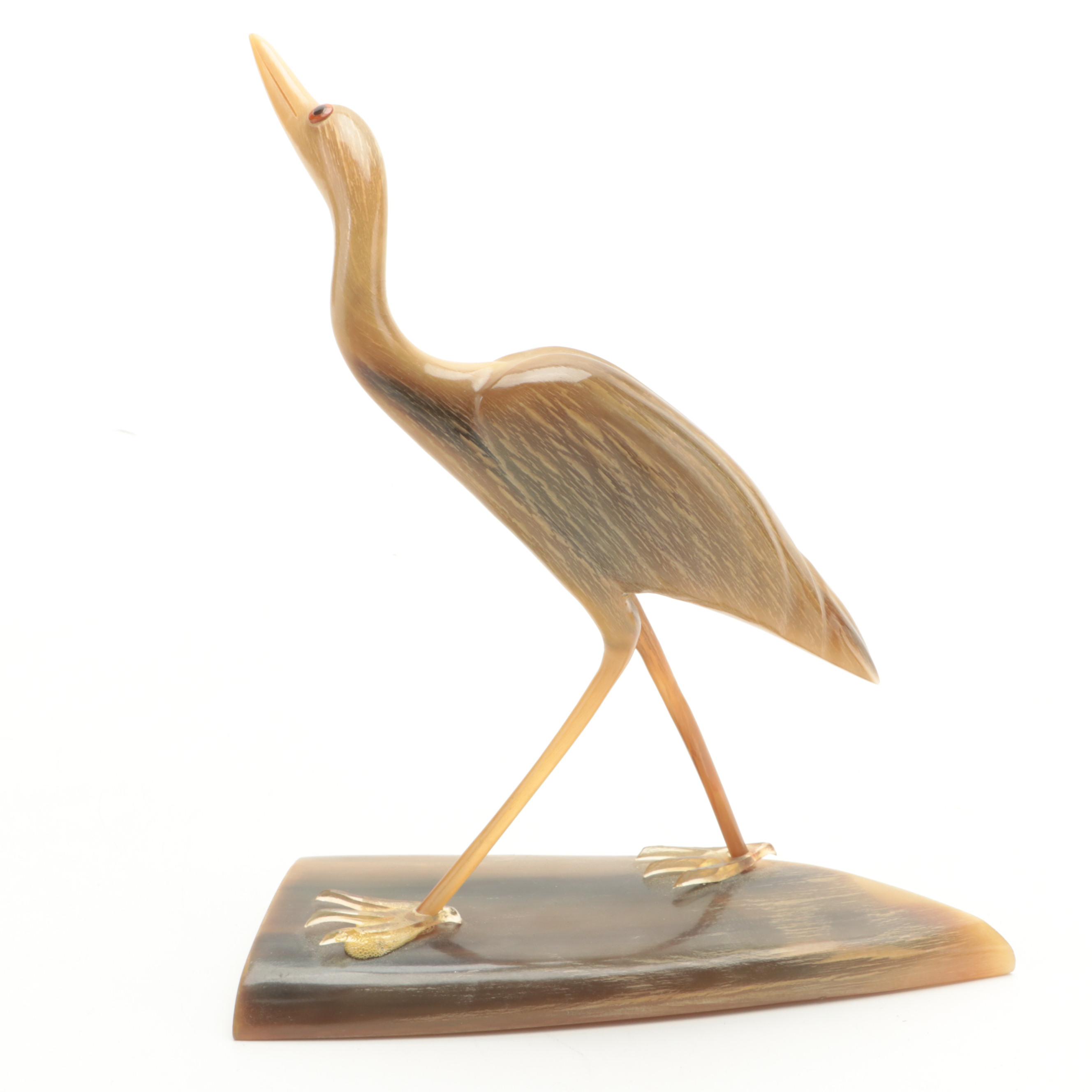 Hand-Carved Horn Heron Figurines