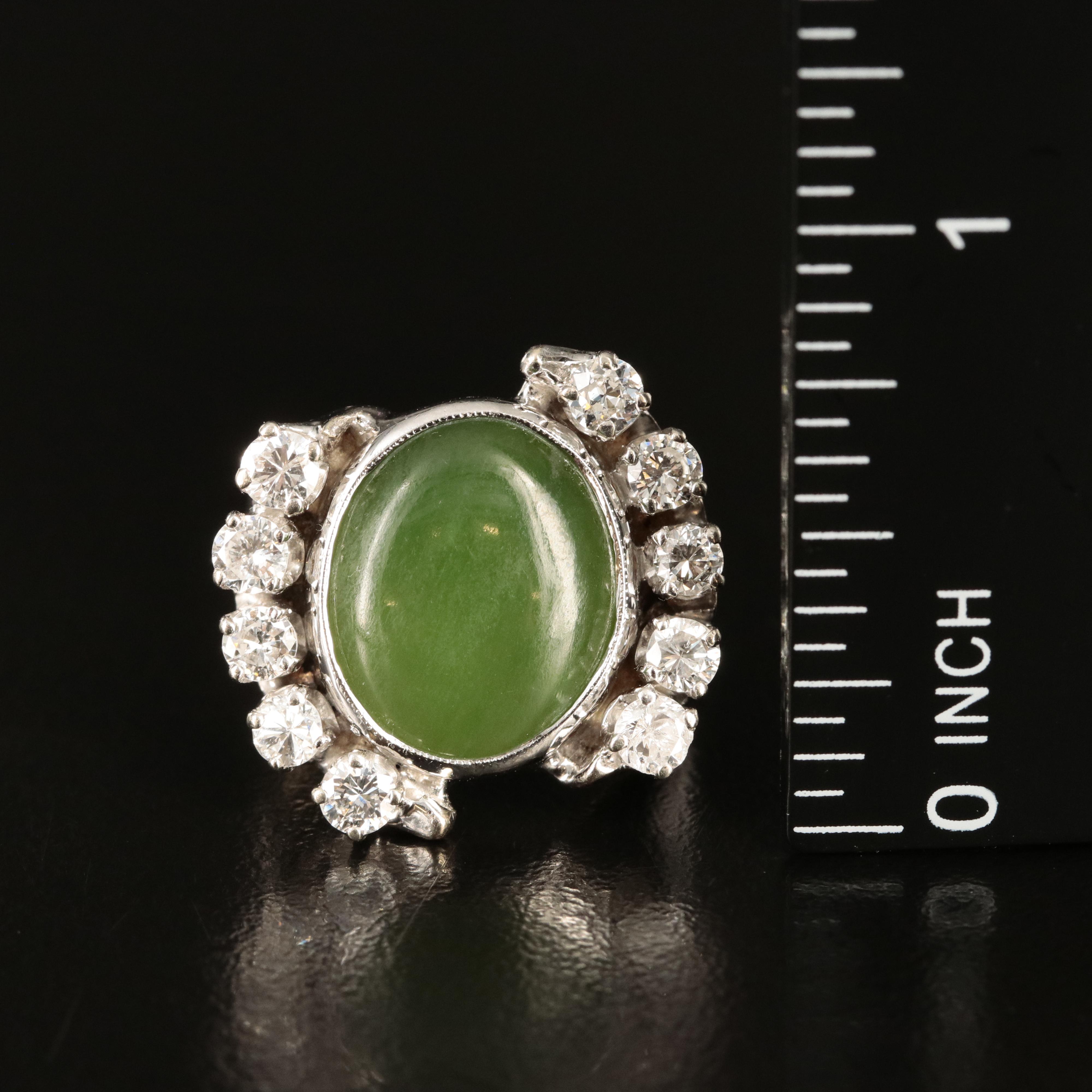 14K Nephrite and 1.05 CTW Diamond Ring