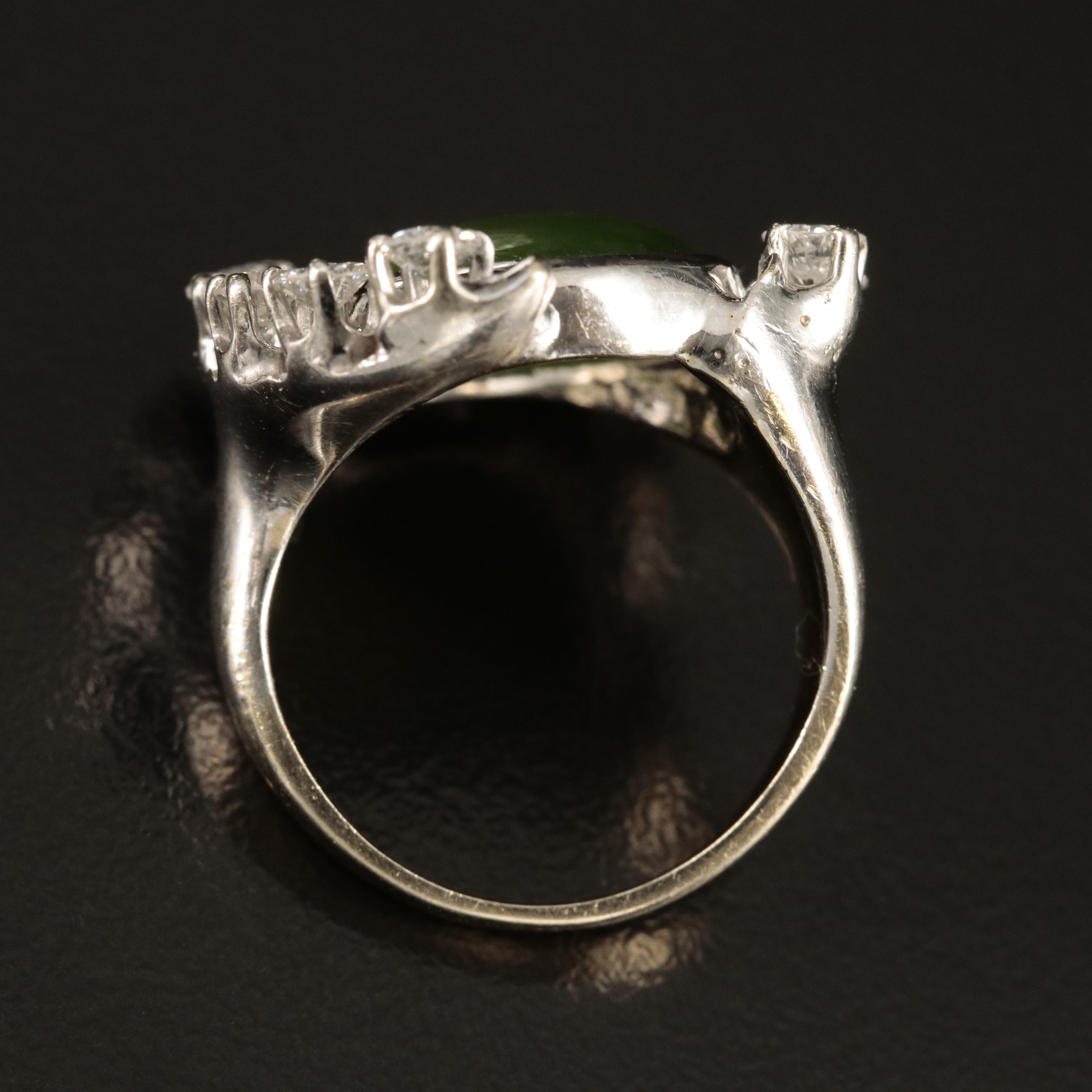 14K Nephrite and 1.05 CTW Diamond Ring