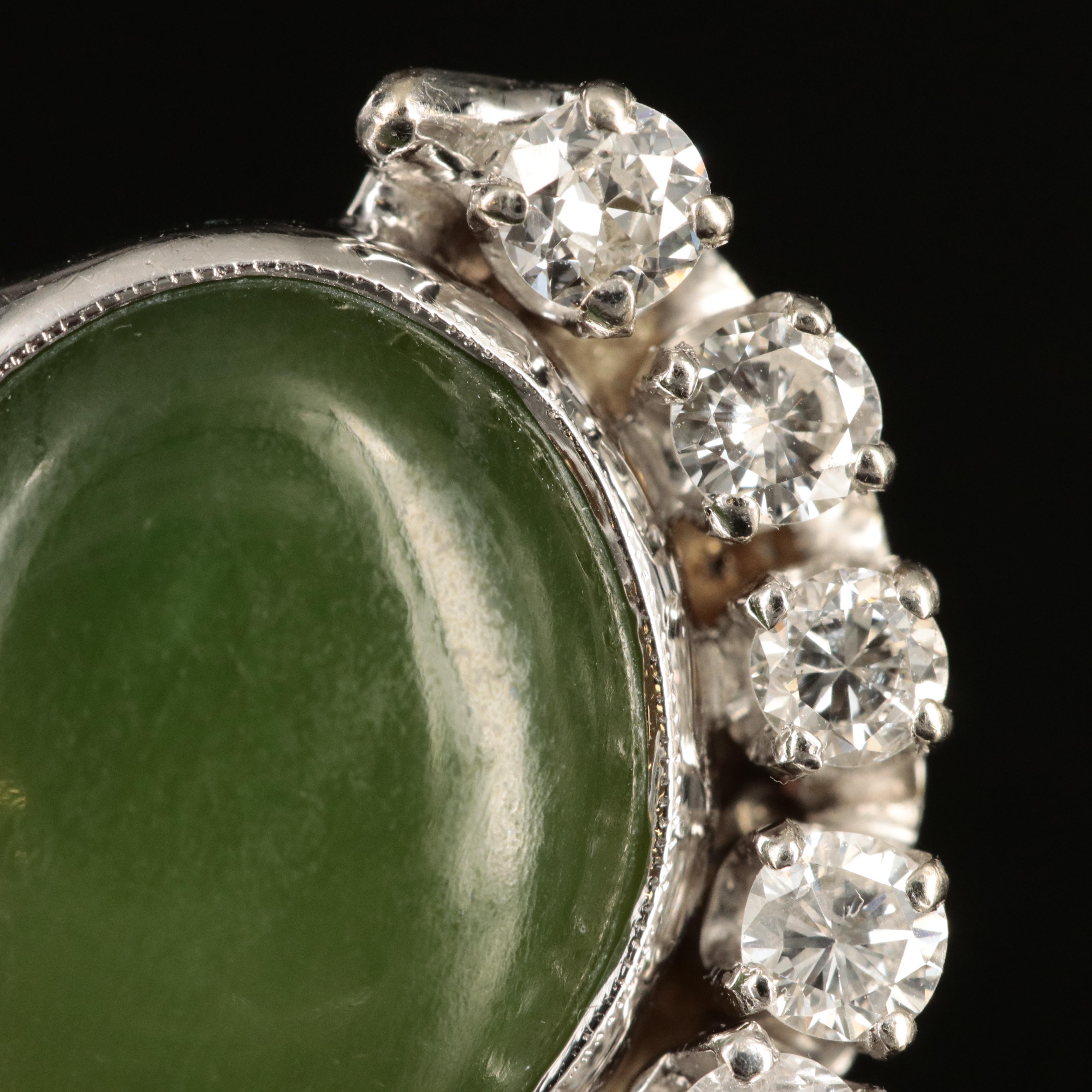14K Nephrite and 1.05 CTW Diamond Ring