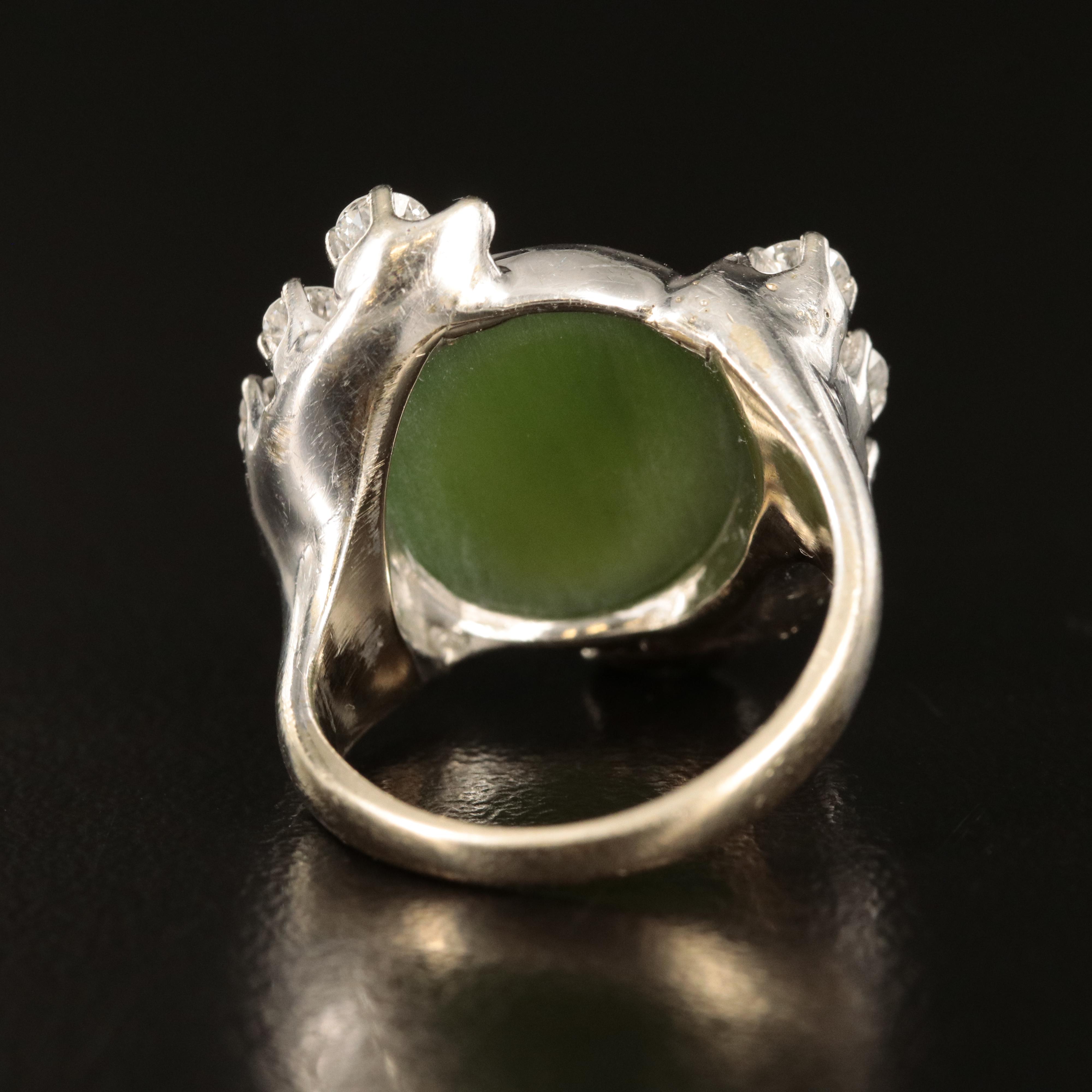 14K Nephrite and 1.05 CTW Diamond Ring