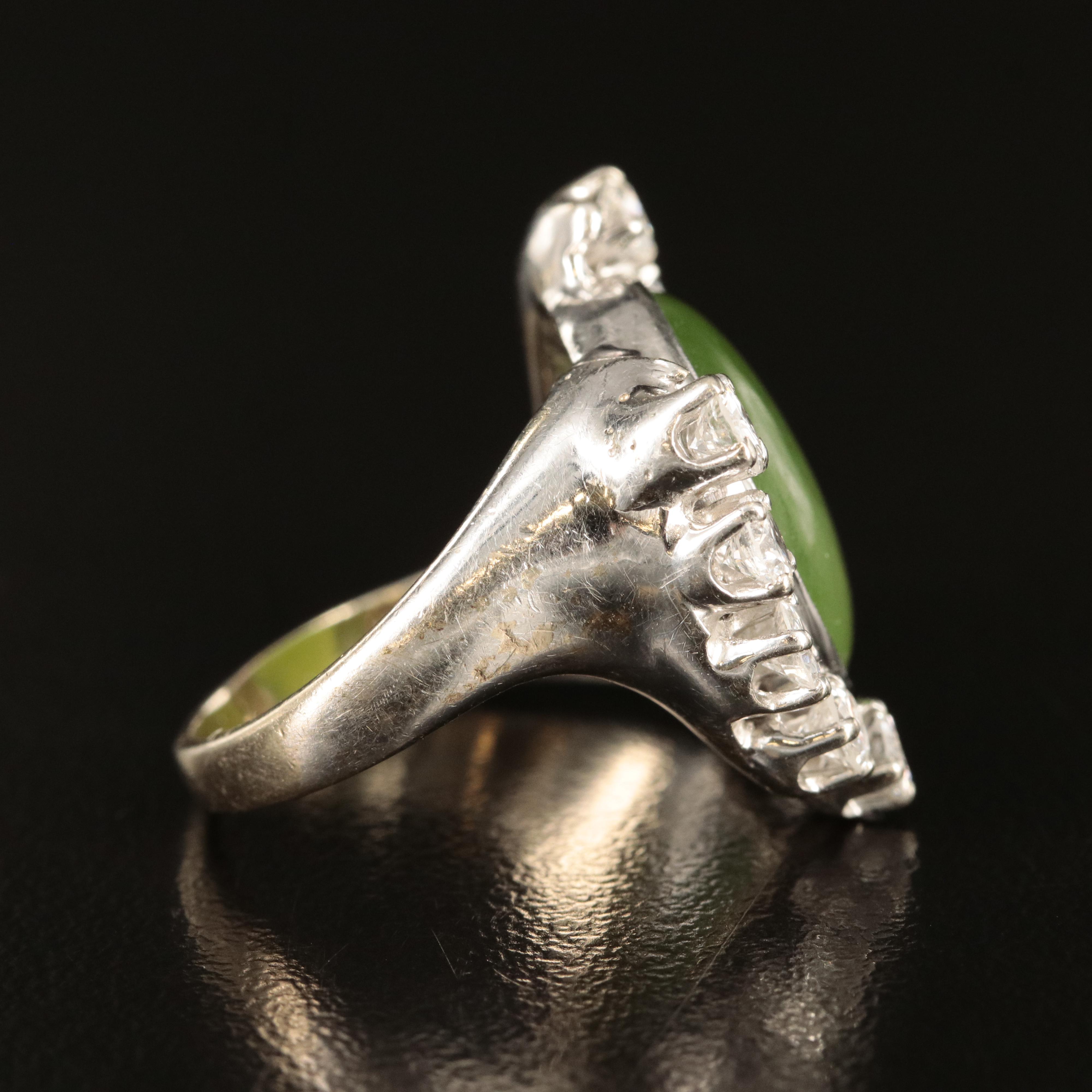 14K Nephrite and 1.05 CTW Diamond Ring