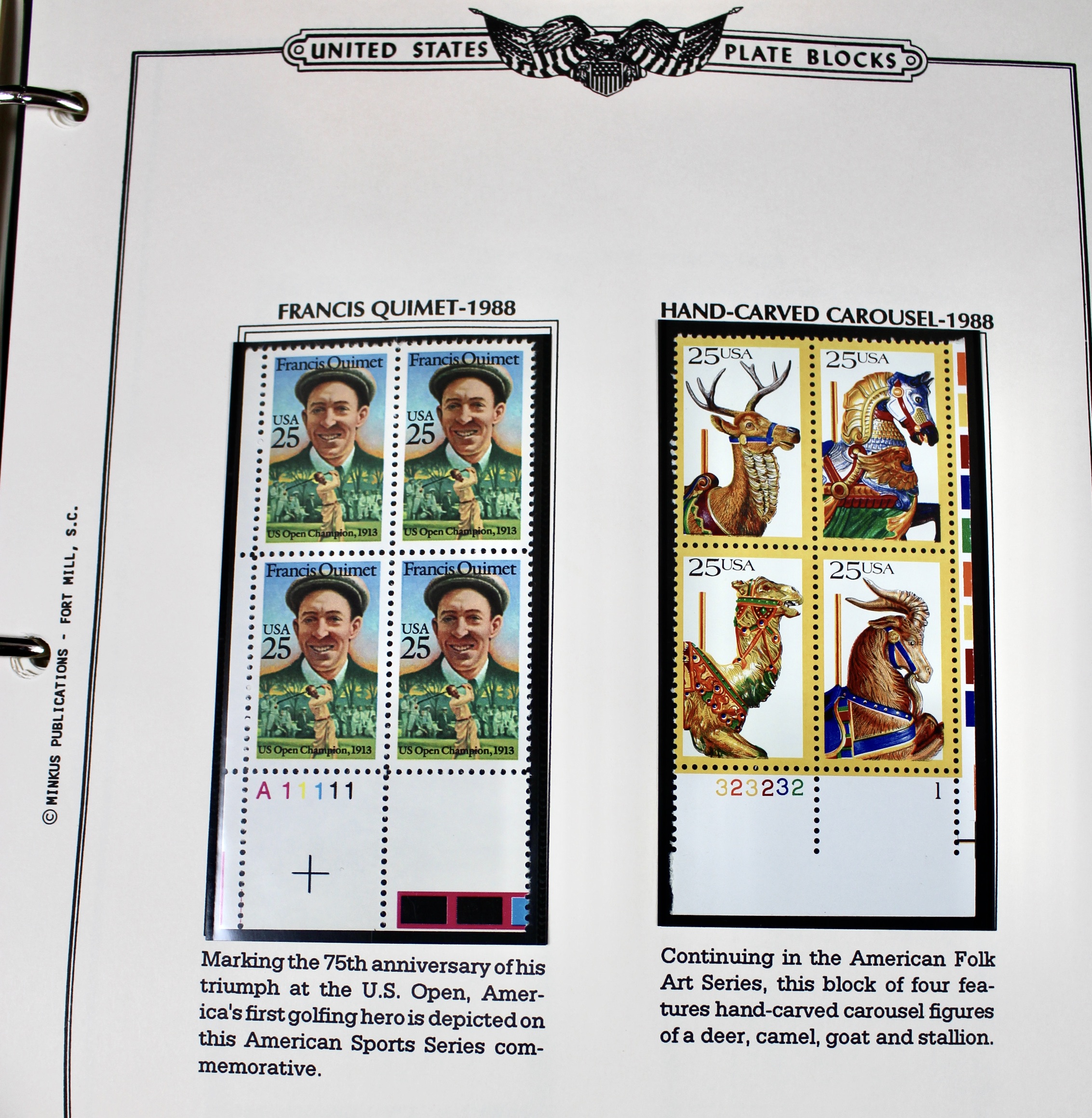 U.S. Postage Stamp Plate Block Collection, 1987 to 1995