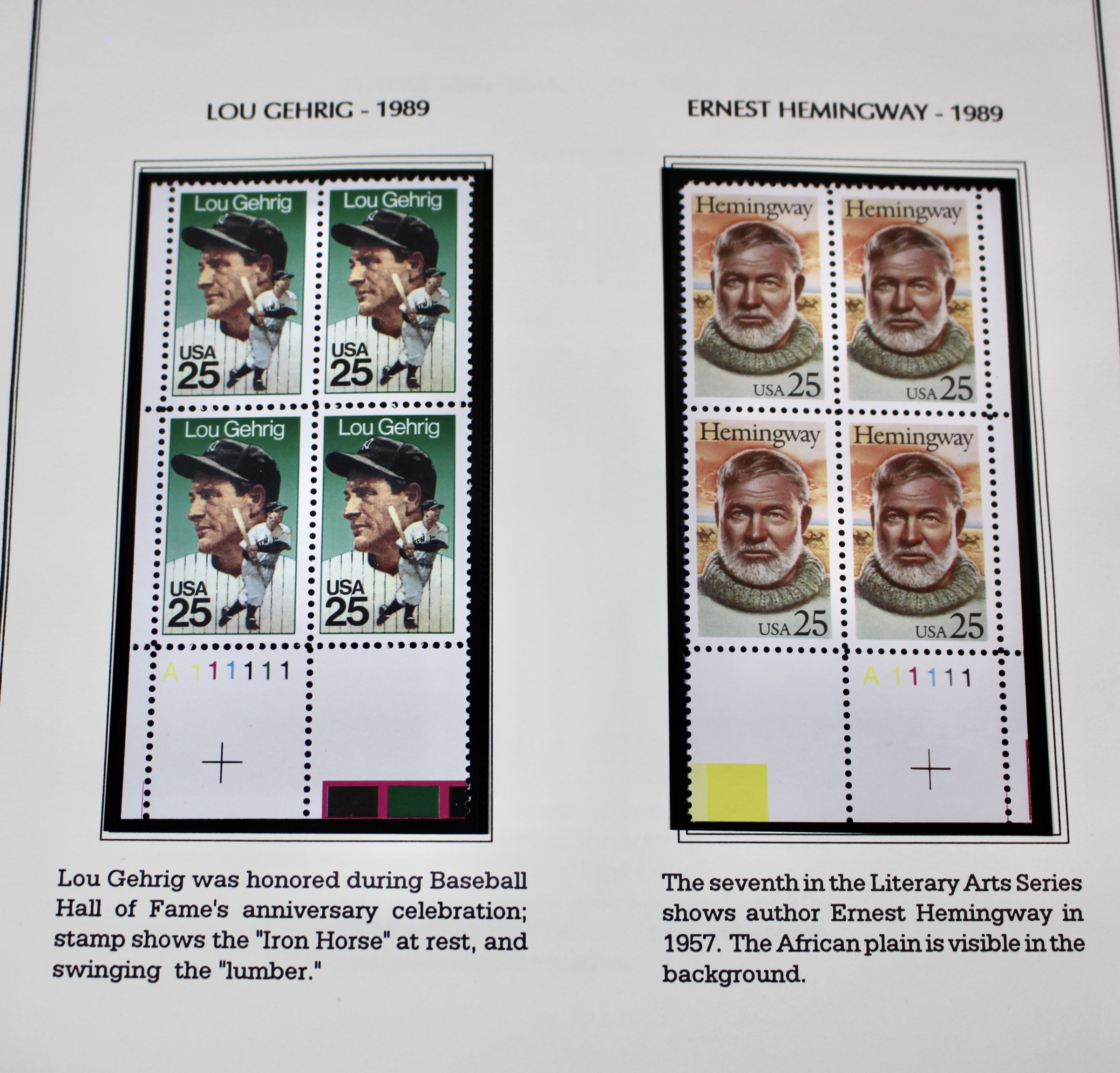 U.S. Postage Stamp Plate Block Collection, 1987 to 1995