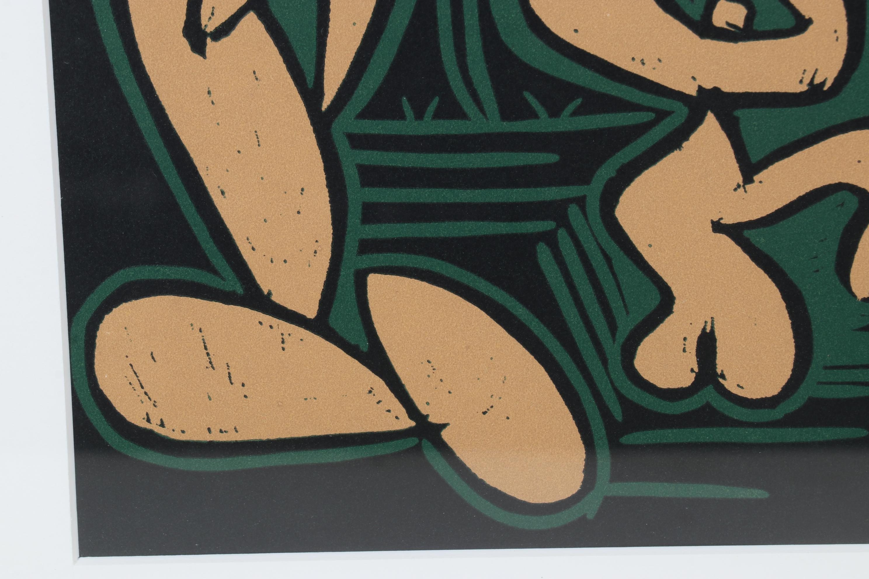 Pablo Picasso Color Linocut "Bacanal con cuatro nubes," 1962