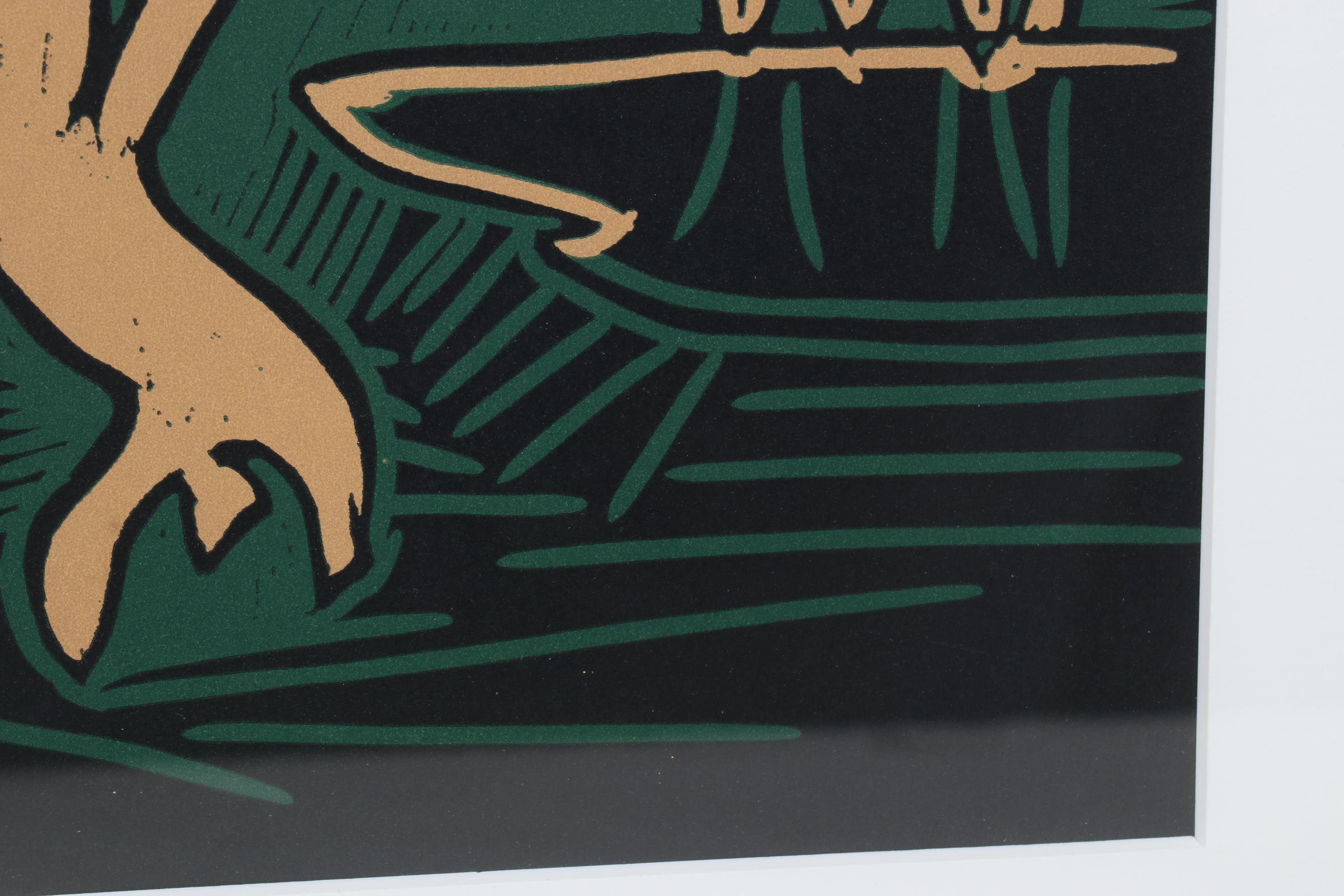 Pablo Picasso Color Linocut "Bacanal con cuatro nubes," 1962