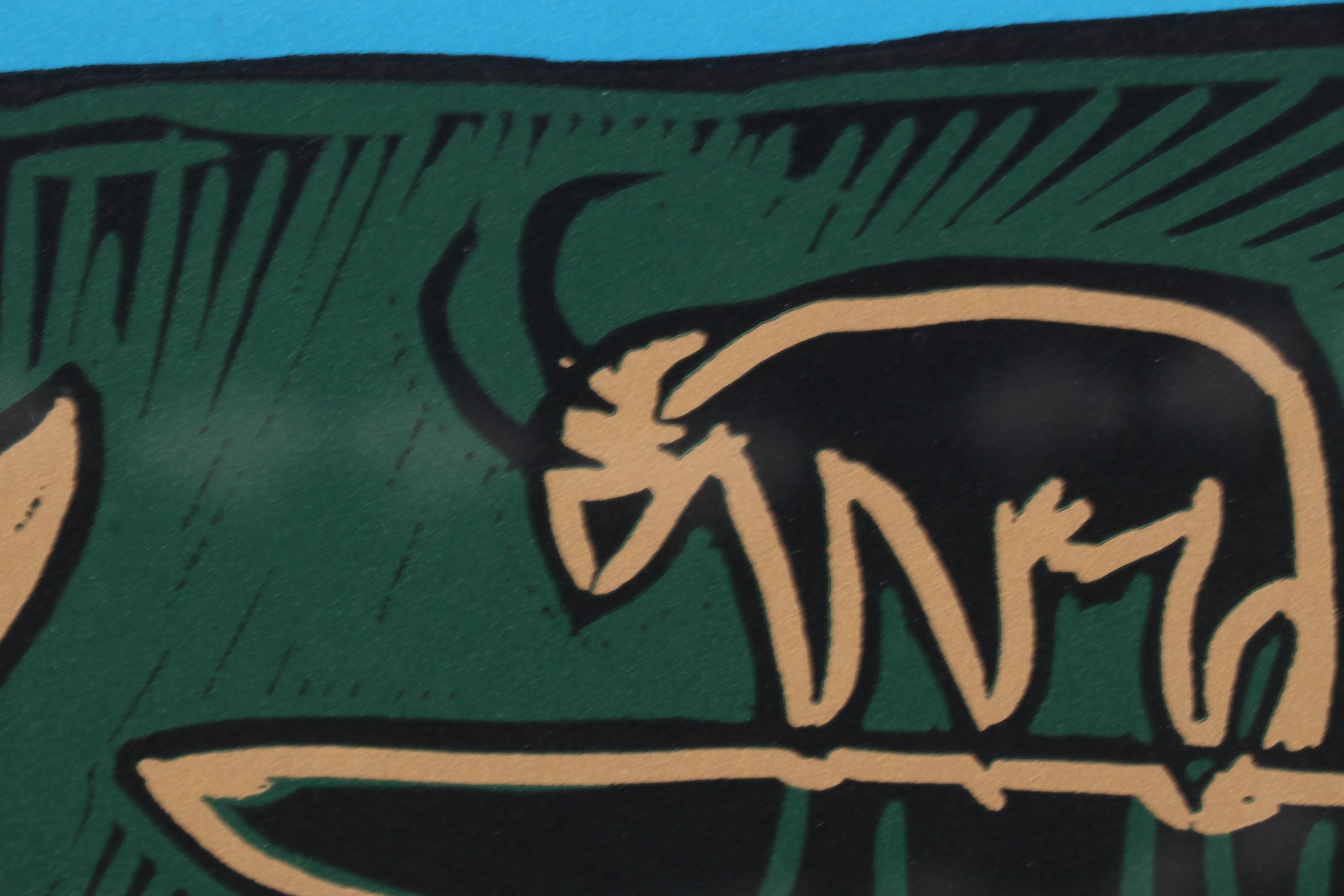 Pablo Picasso Color Linocut "Bacanal con cuatro nubes," 1962