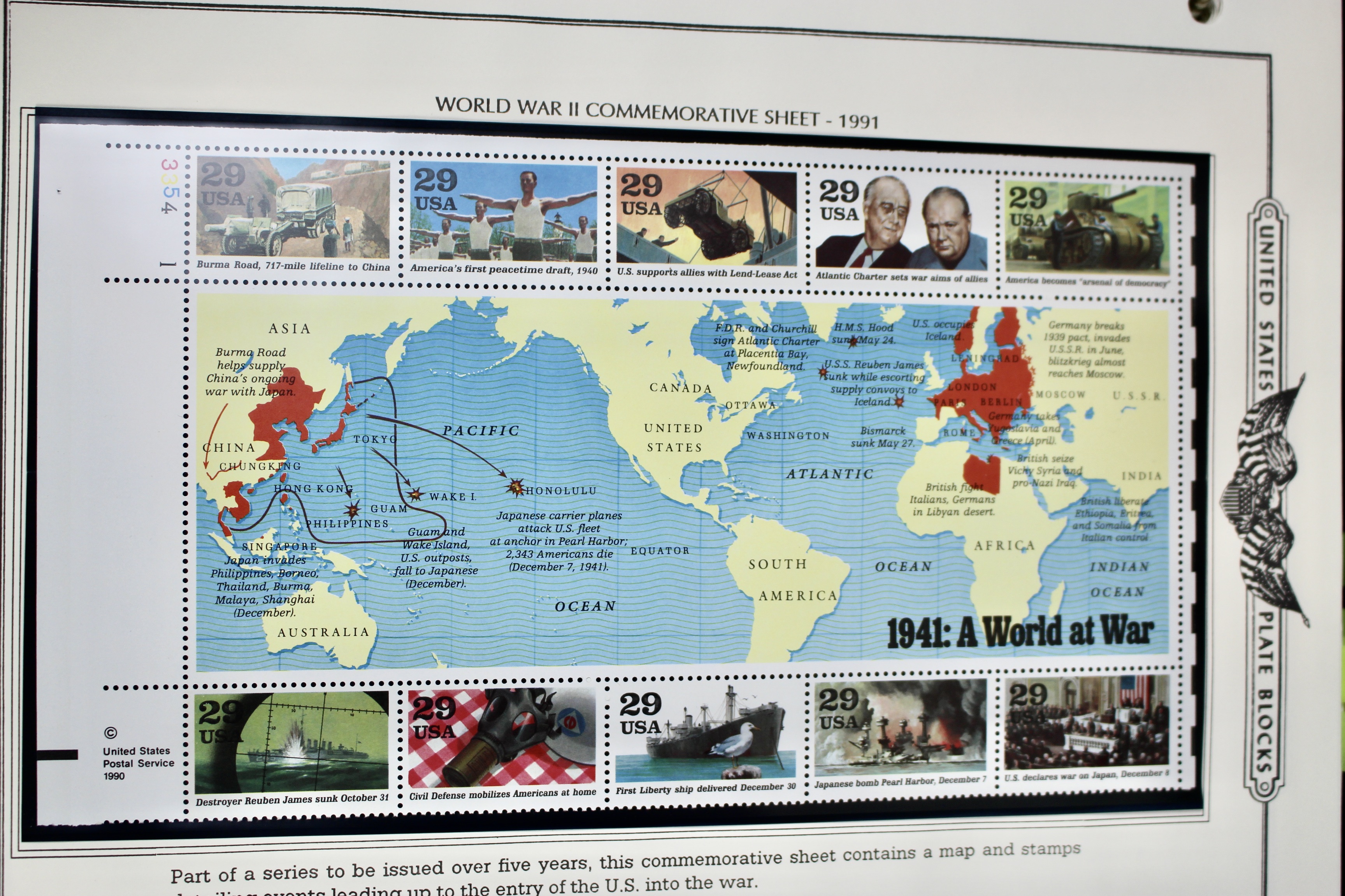 U.S. Postage Stamp Plate Block Collection, 1987 to 1995