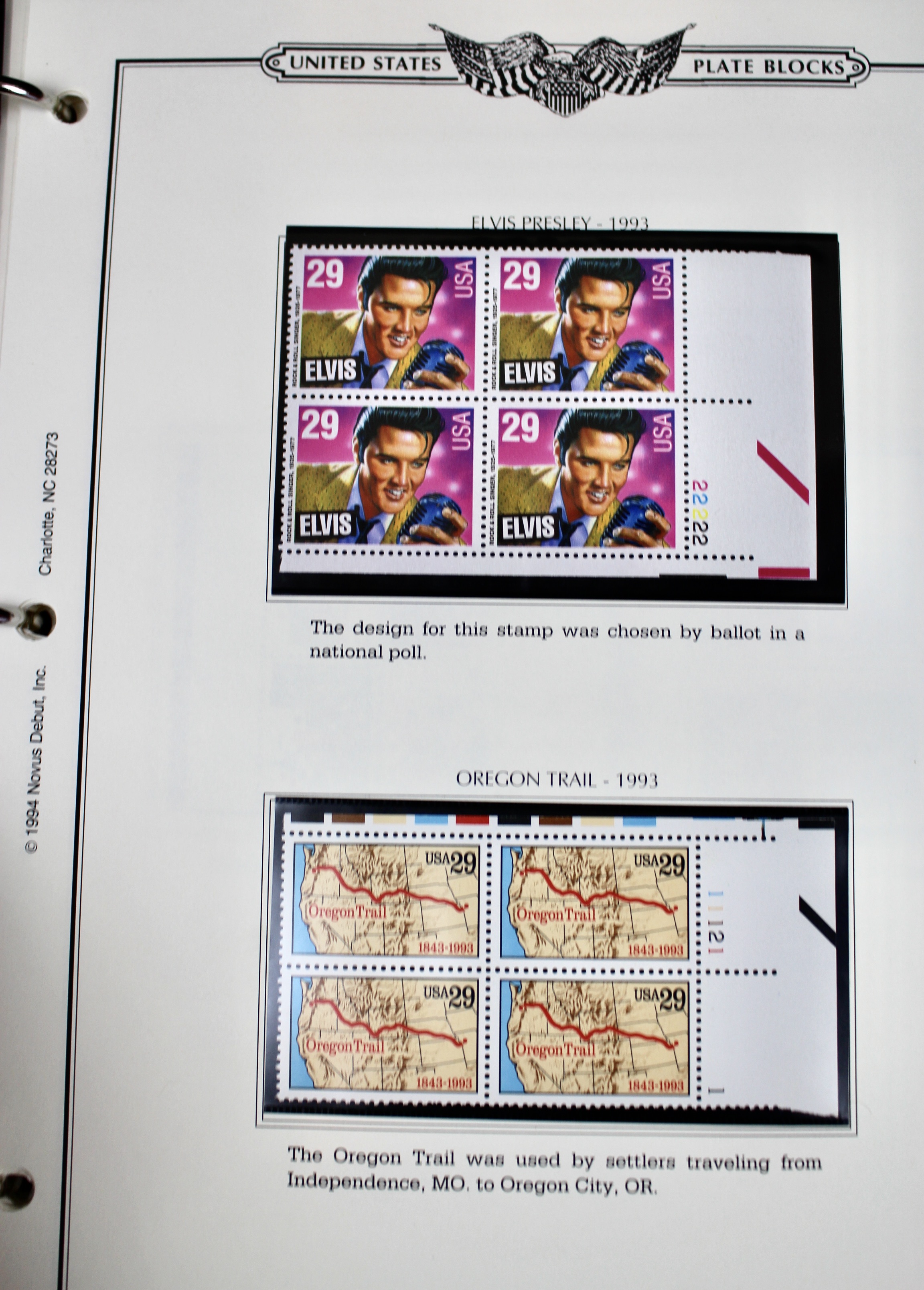 U.S. Postage Stamp Plate Block Collection, 1987 to 1995