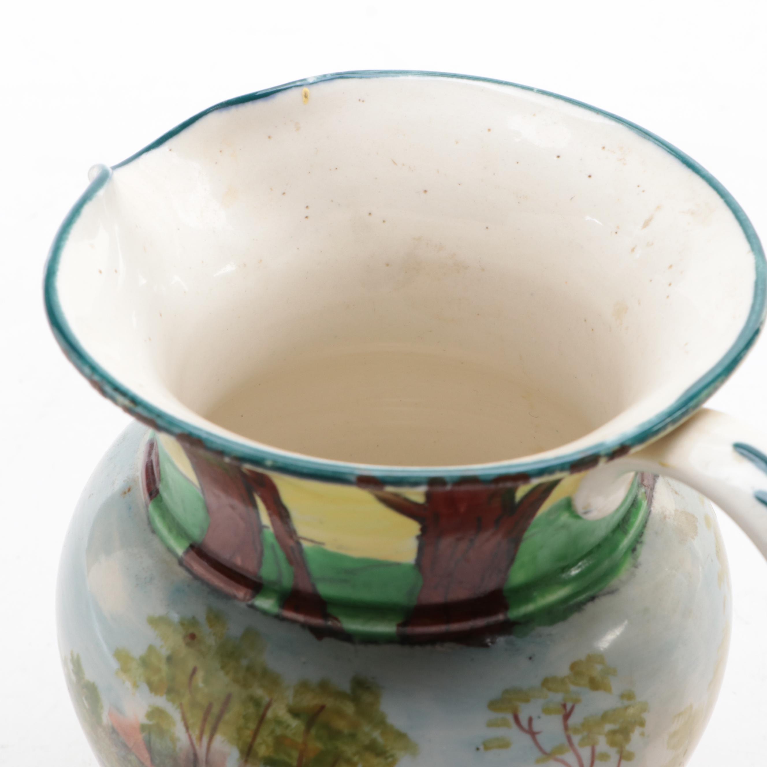 Wardle England Pottery Pitcher with German Zell Pitcher and Toby Miniatures