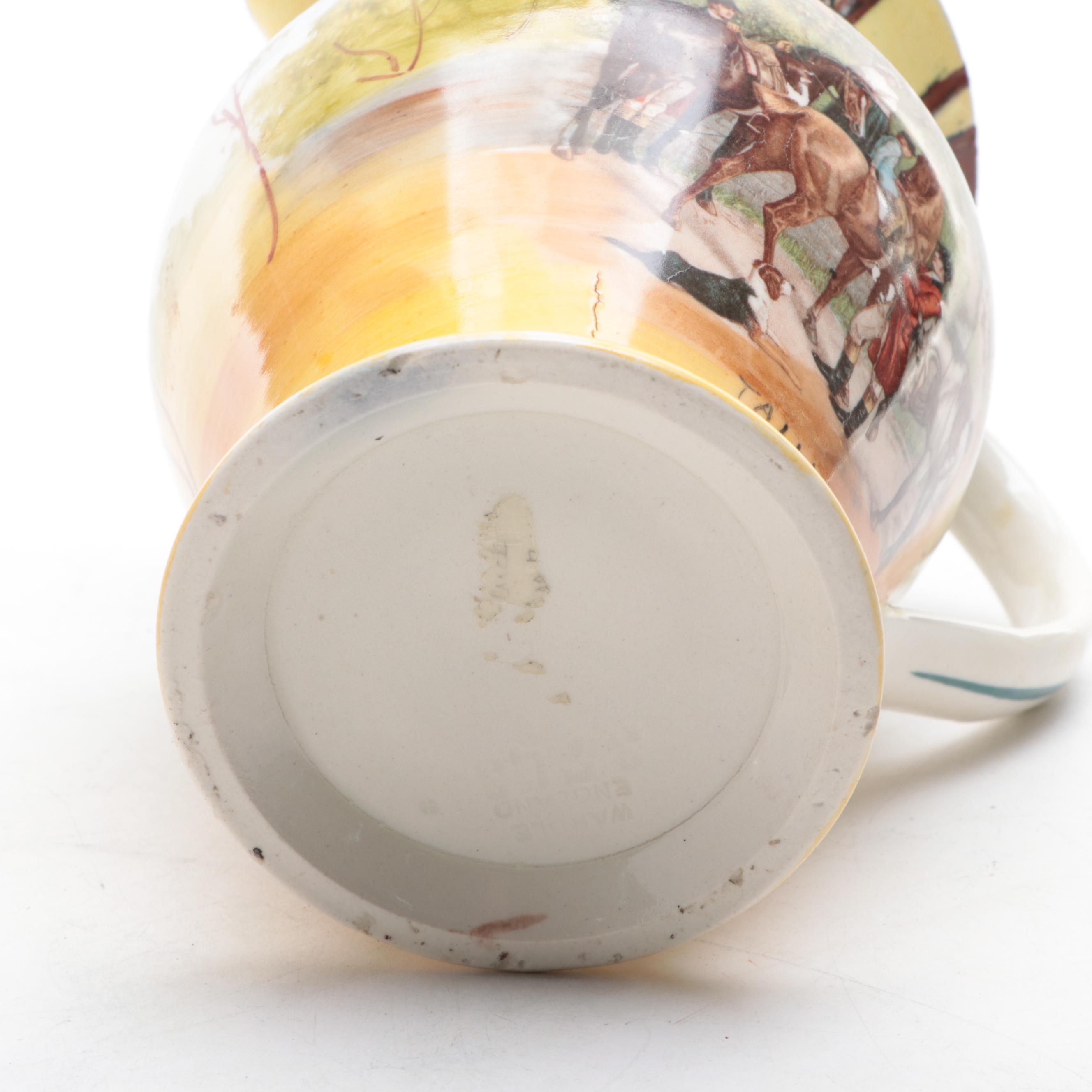 Wardle England Pottery Pitcher with German Zell Pitcher and Toby Miniatures