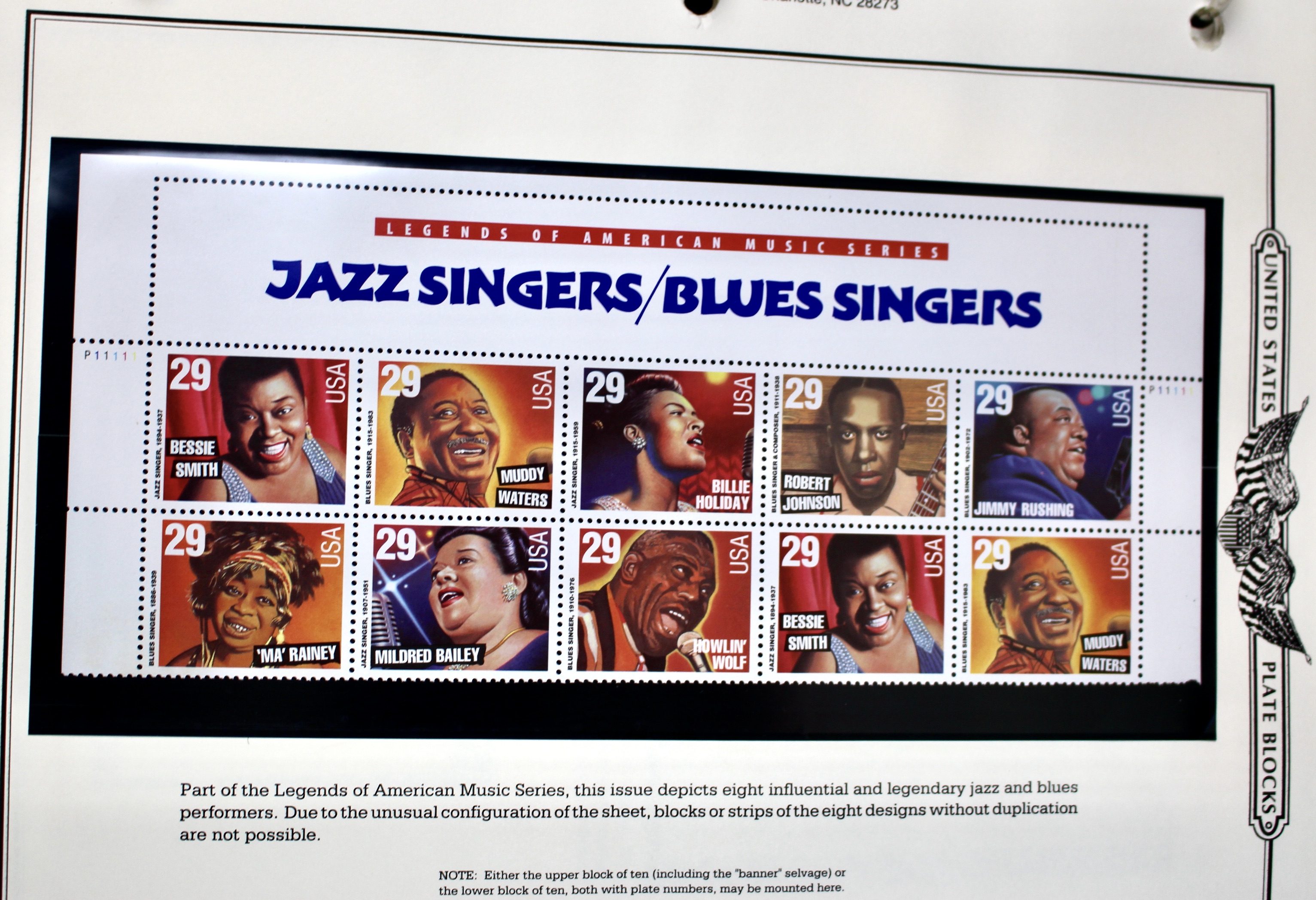 U.S. Postage Stamp Plate Block Collection, 1987 to 1995