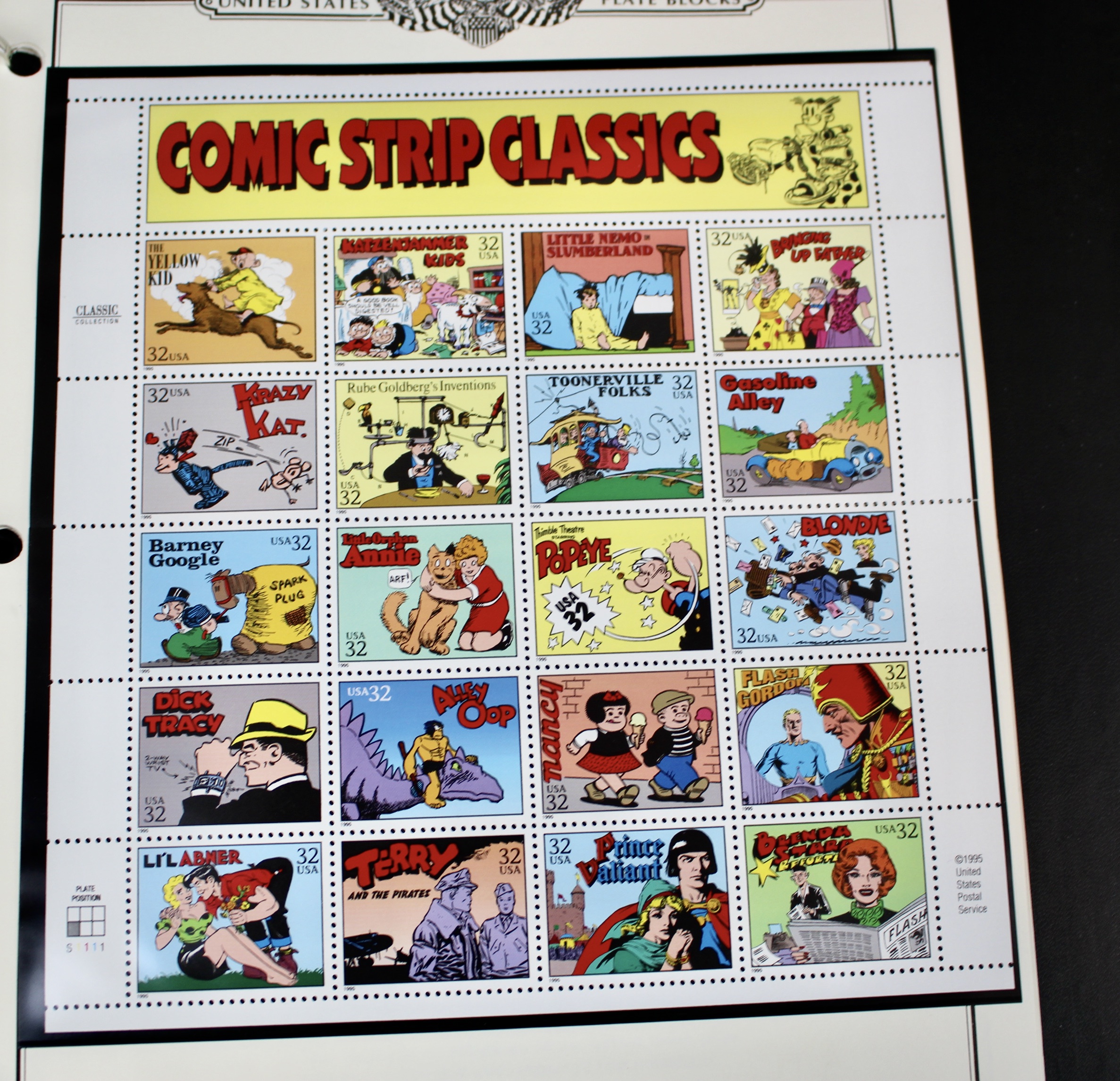 U.S. Postage Stamp Plate Block Collection, 1987 to 1995