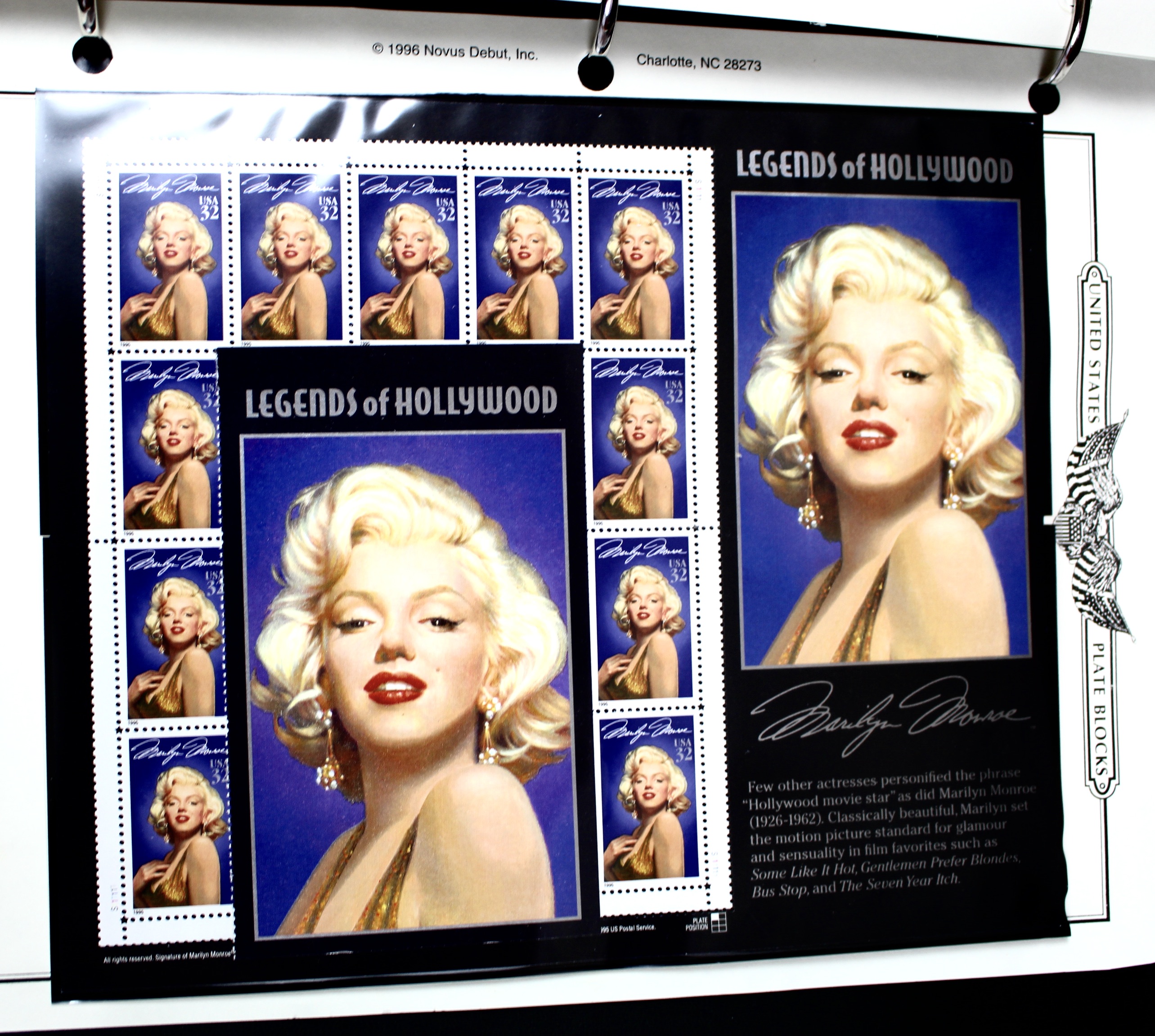 U.S. Postage Stamp Plate Block Collection, 1987 to 1995