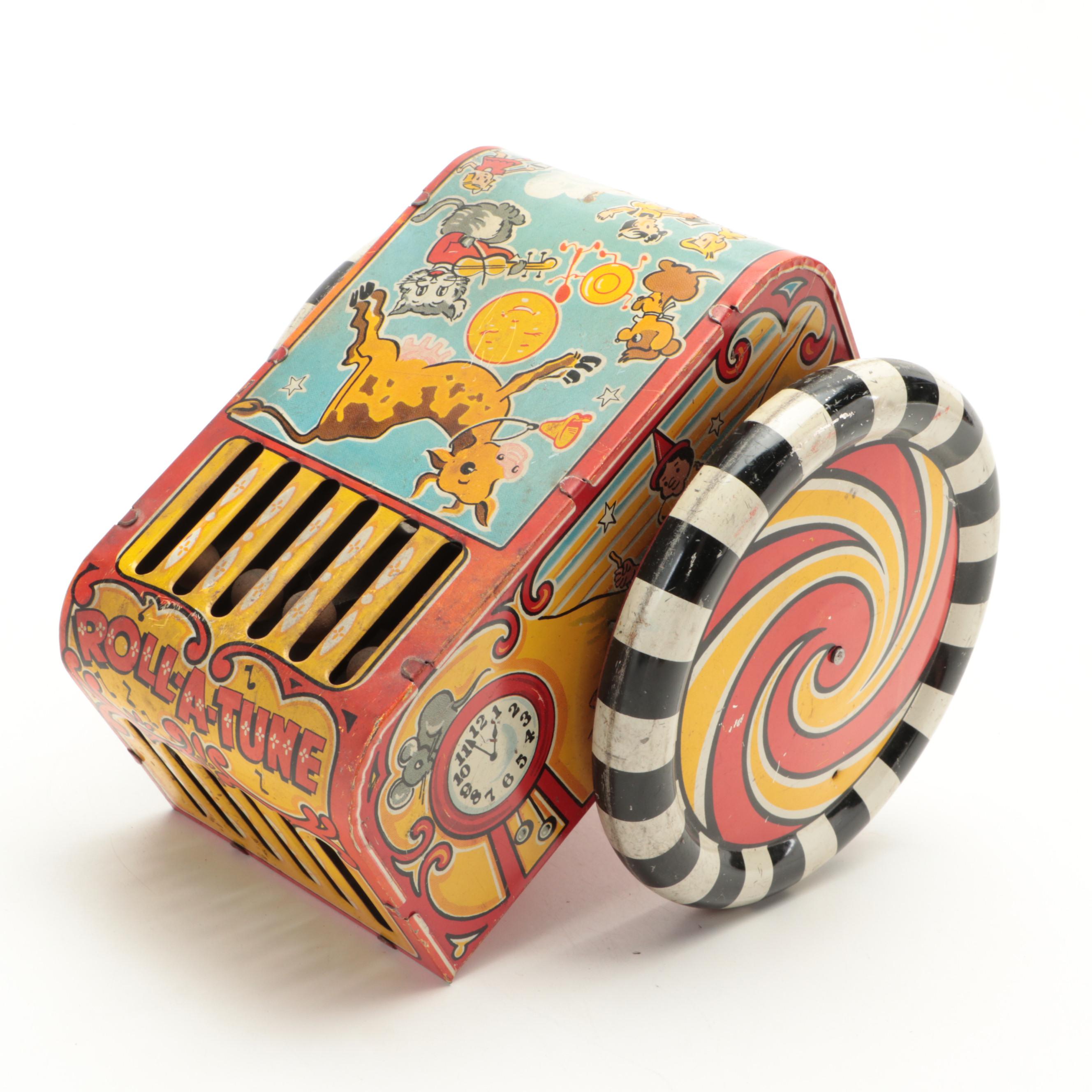 Marx Toys Tin Lithograph Roll-A-Tune with Marx Super Streamline Racer