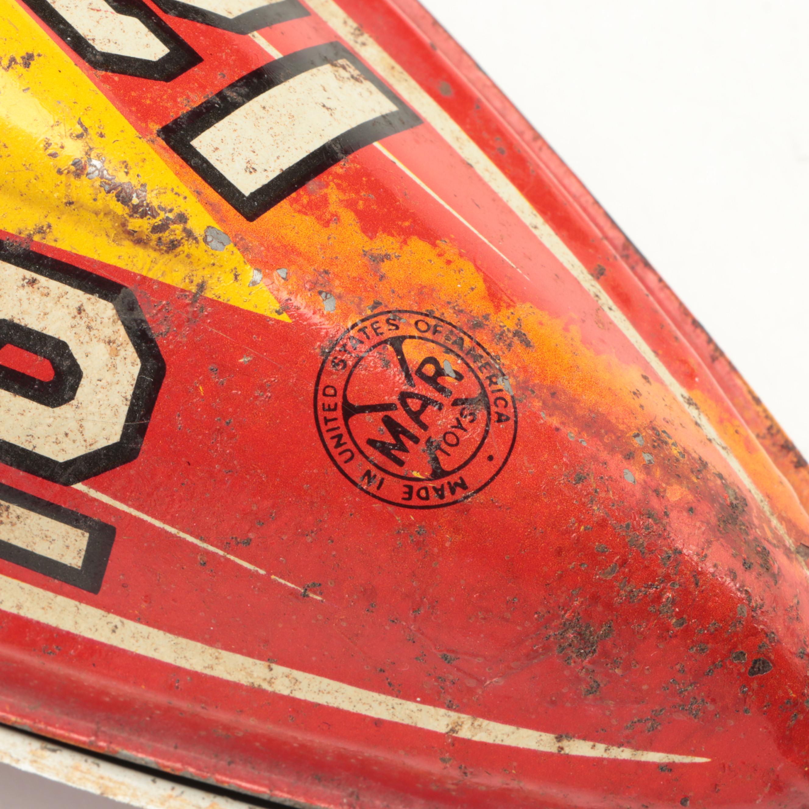 Marx Toys Tin Lithograph Roll-A-Tune with Marx Super Streamline Racer