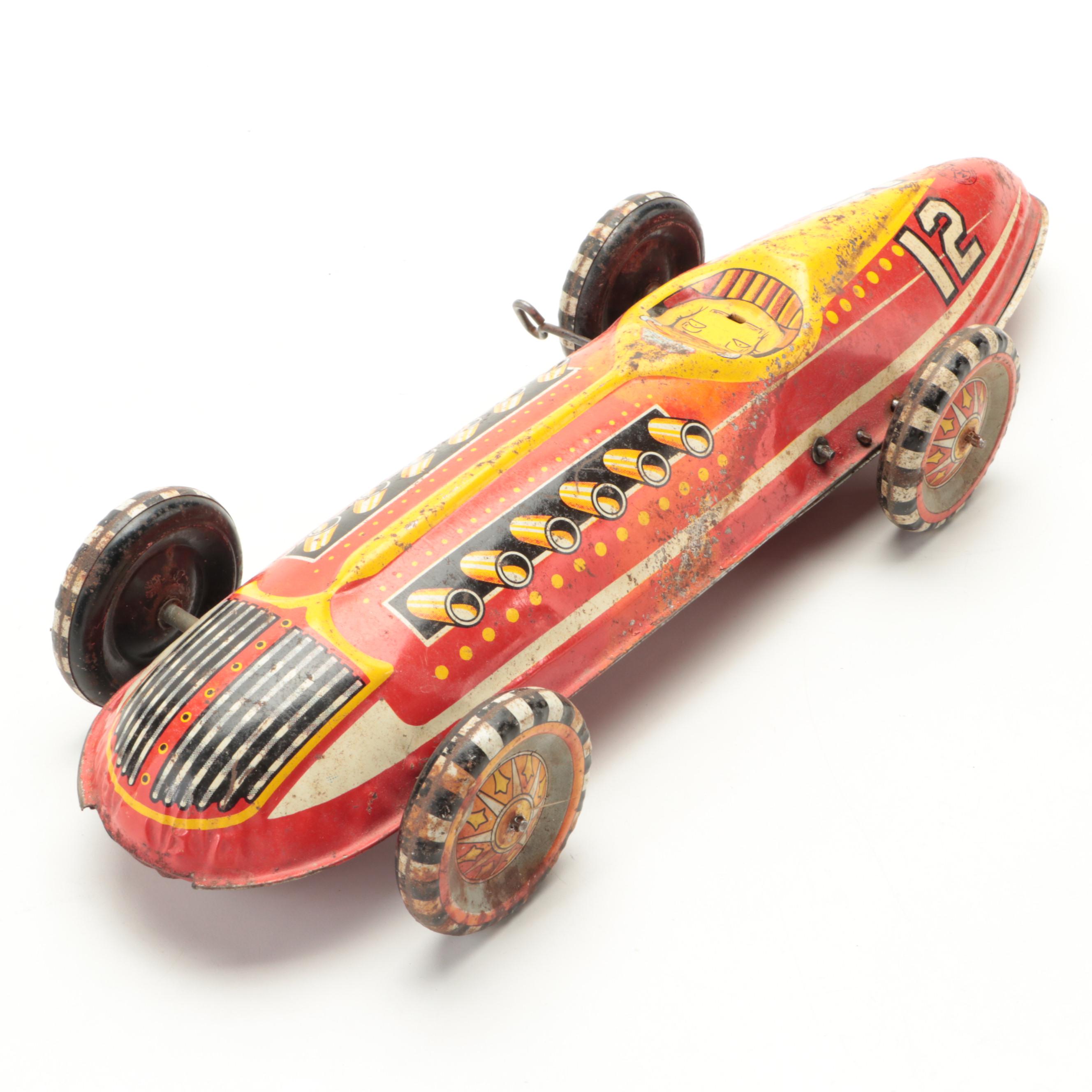 Marx Toys Tin Lithograph Roll-A-Tune with Marx Super Streamline Racer