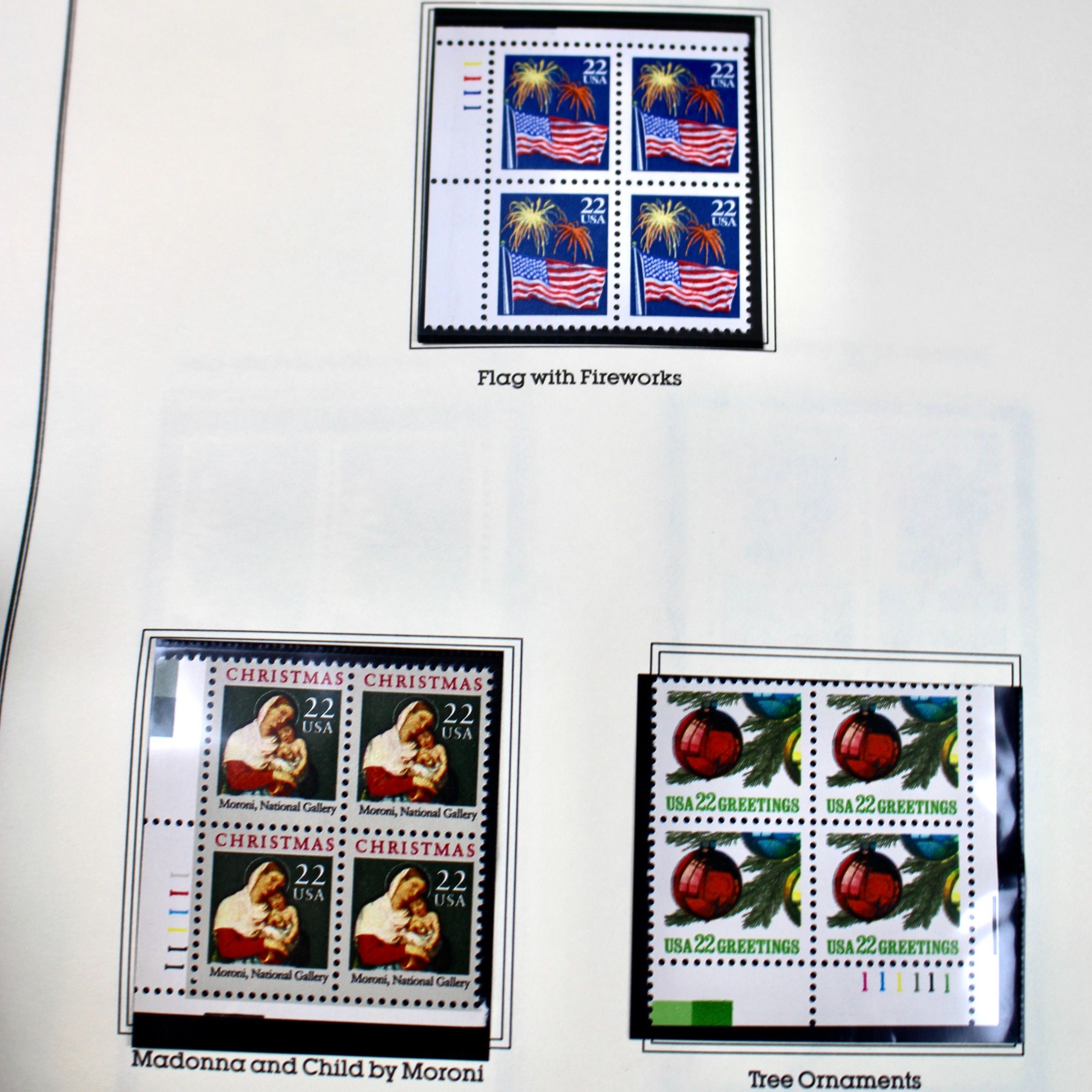 U.S. Postage Stamp Plate Block Collection, 1987 to 1995