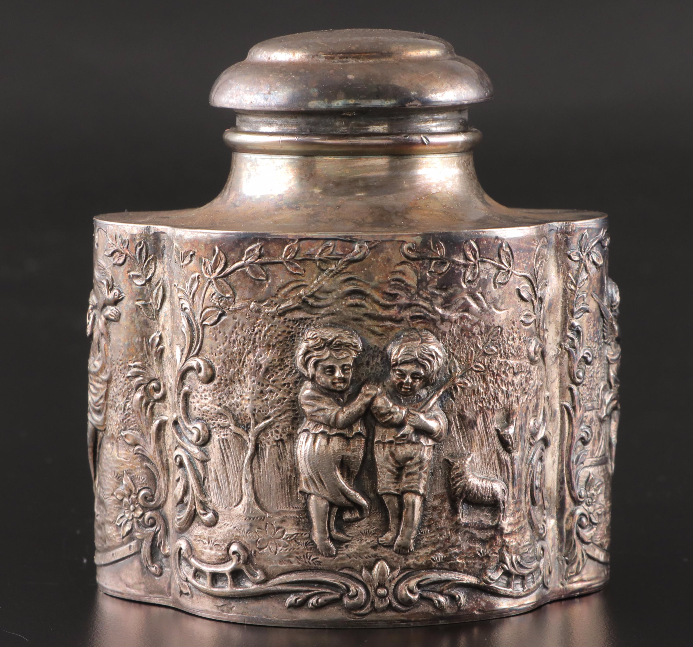 Dutch Baroque Style Silver Plate Tea Canister, Late 19th / Early 20th Century