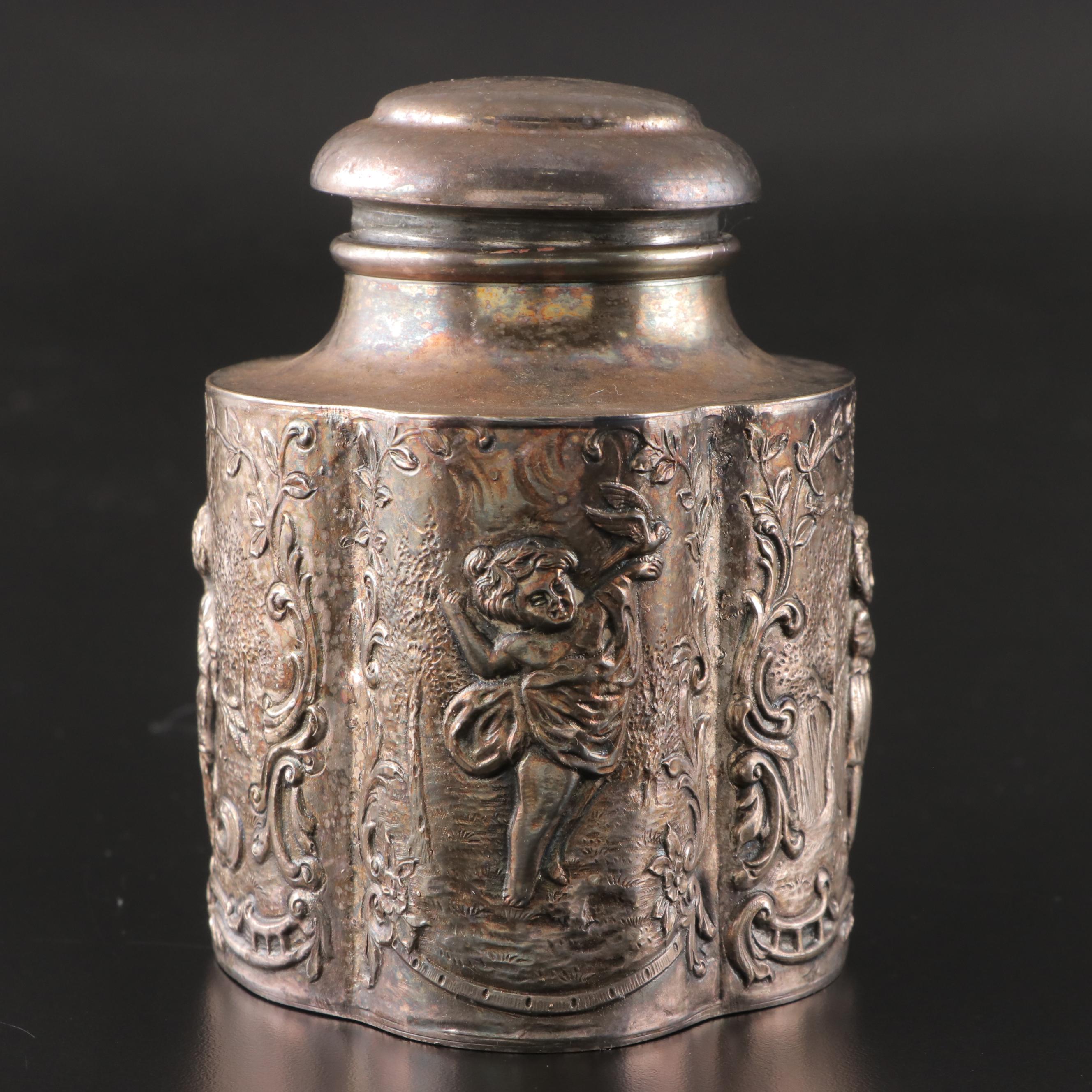 Dutch Baroque Style Silver Plate Tea Canister, Late 19th / Early 20th Century