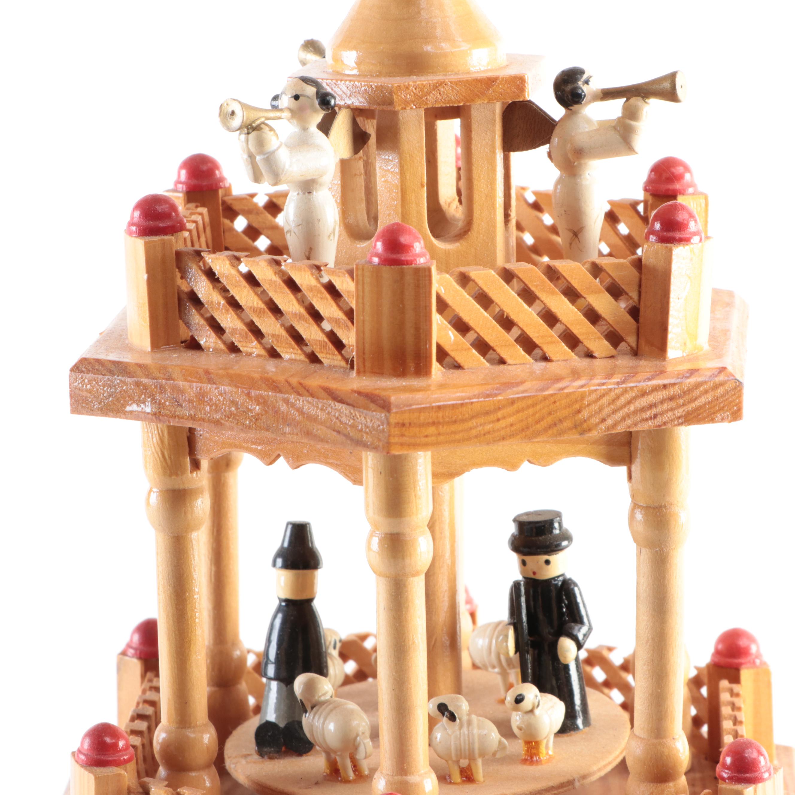 German Weihnachten Three Tier Candle Pyramid Nativity Carousel