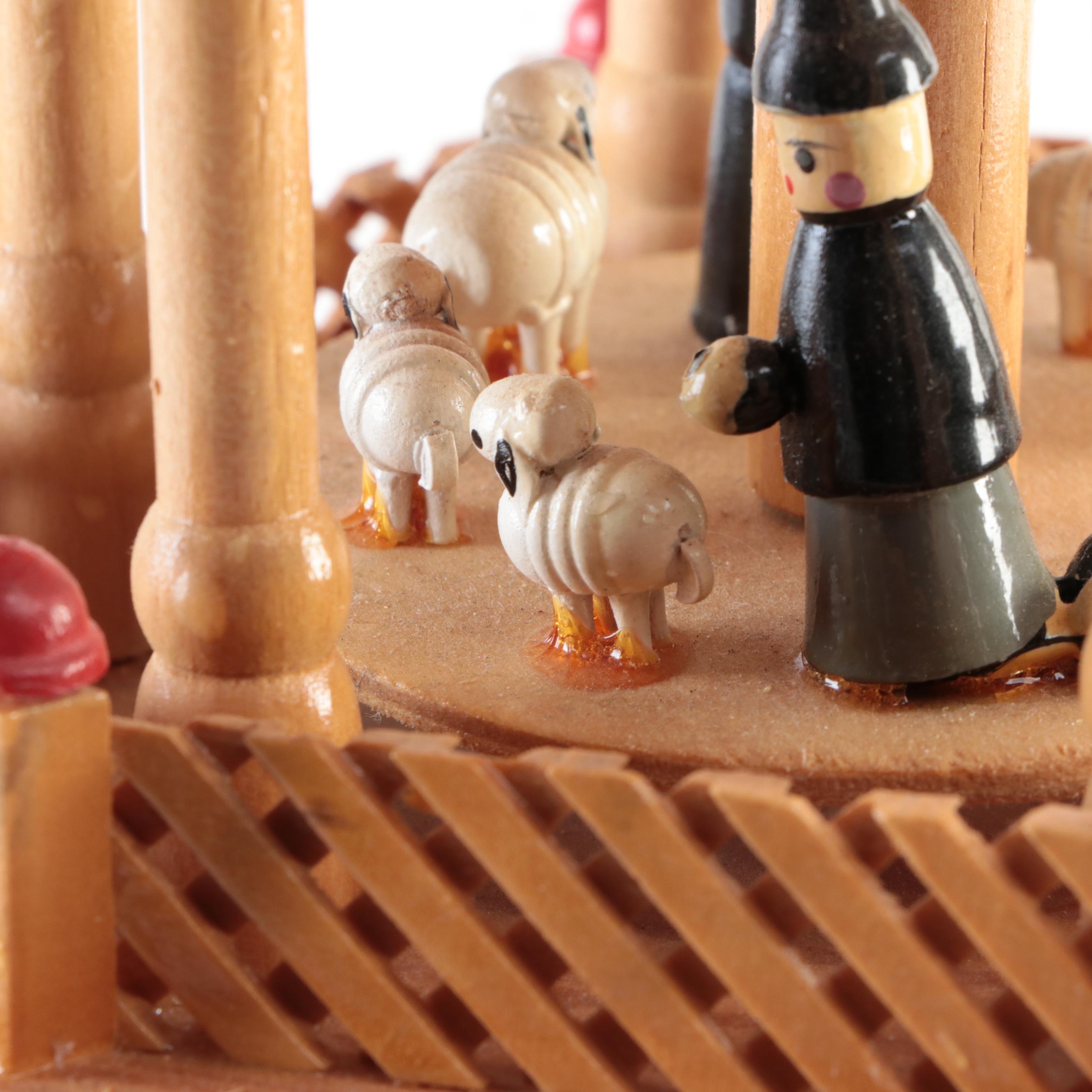 German Weihnachten Three Tier Candle Pyramid Nativity Carousel