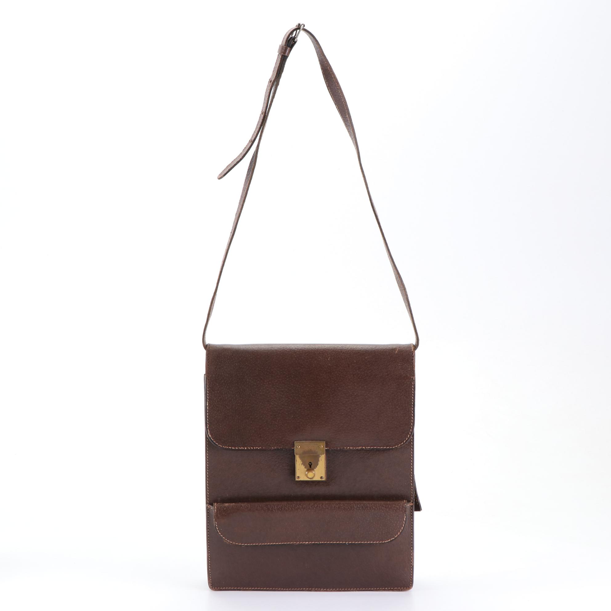 Gucci Crossbody Bag in Brown Cinghiale Leather with Push Lock