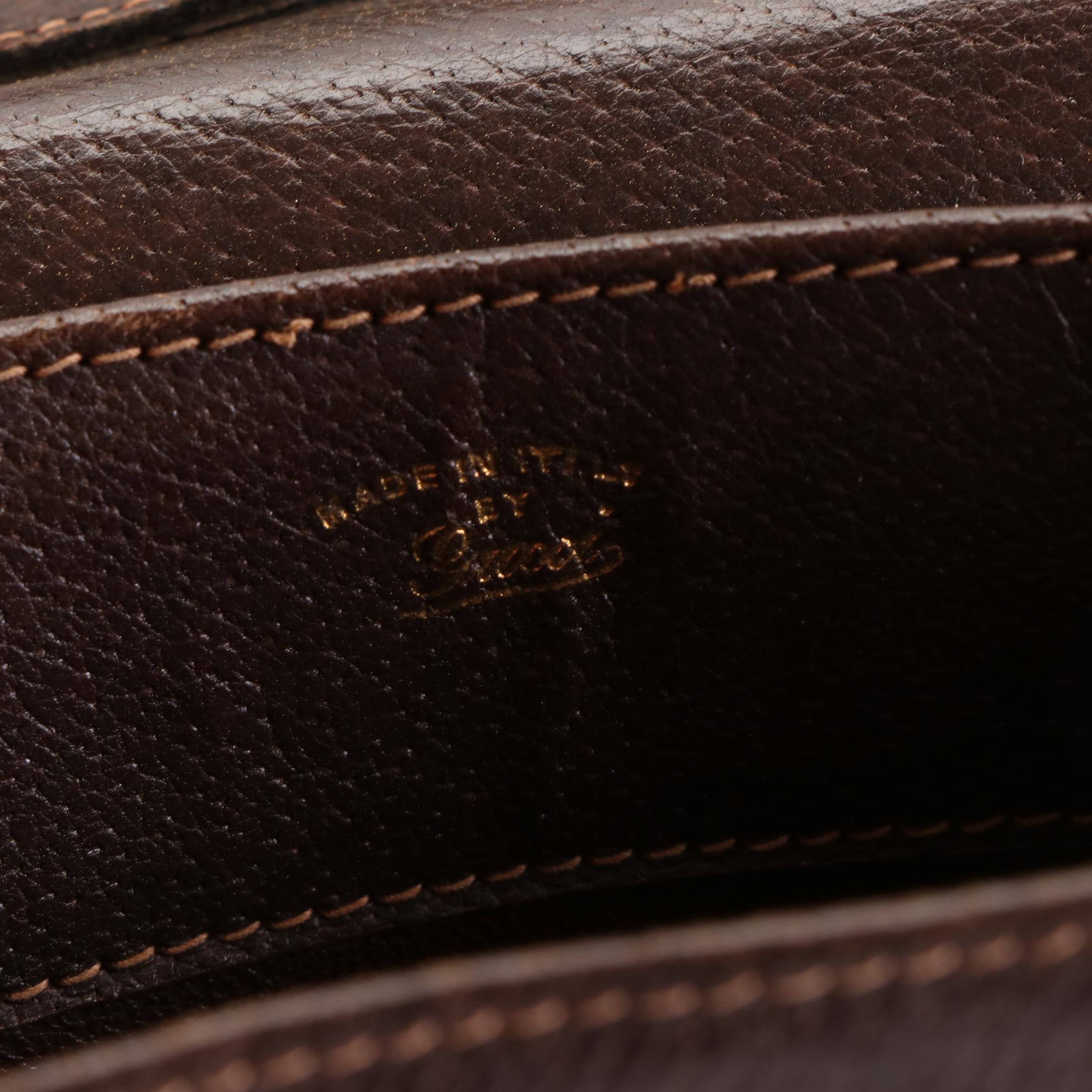 Gucci Crossbody Bag in Brown Cinghiale Leather with Push Lock