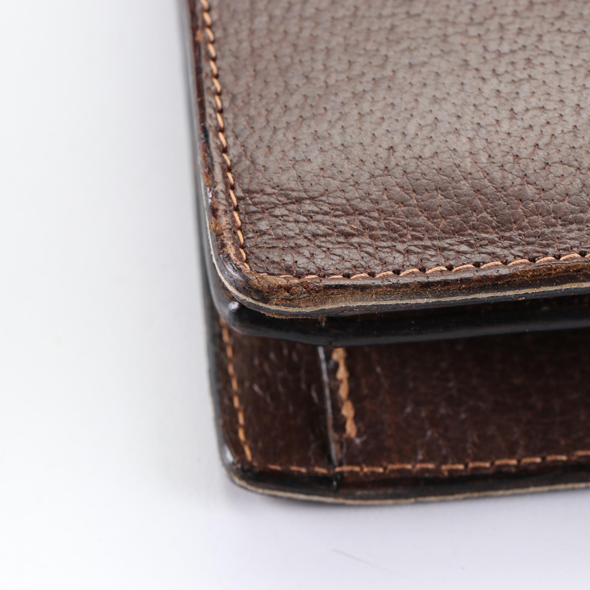 Gucci Crossbody Bag in Brown Cinghiale Leather with Push Lock