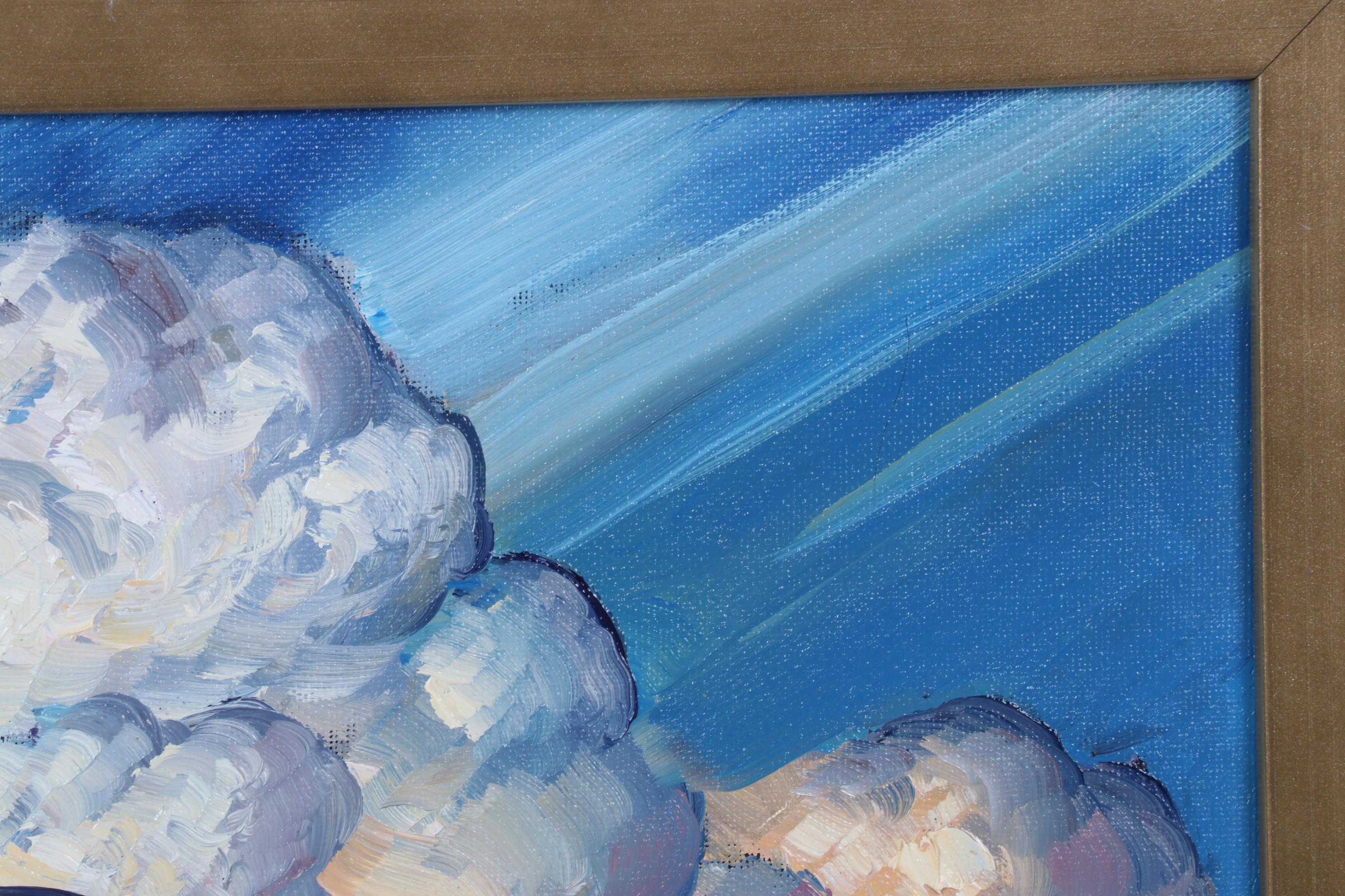 William Hawkins Oil Painting of Clouds Billowing Over Southwest Mountains, 2022