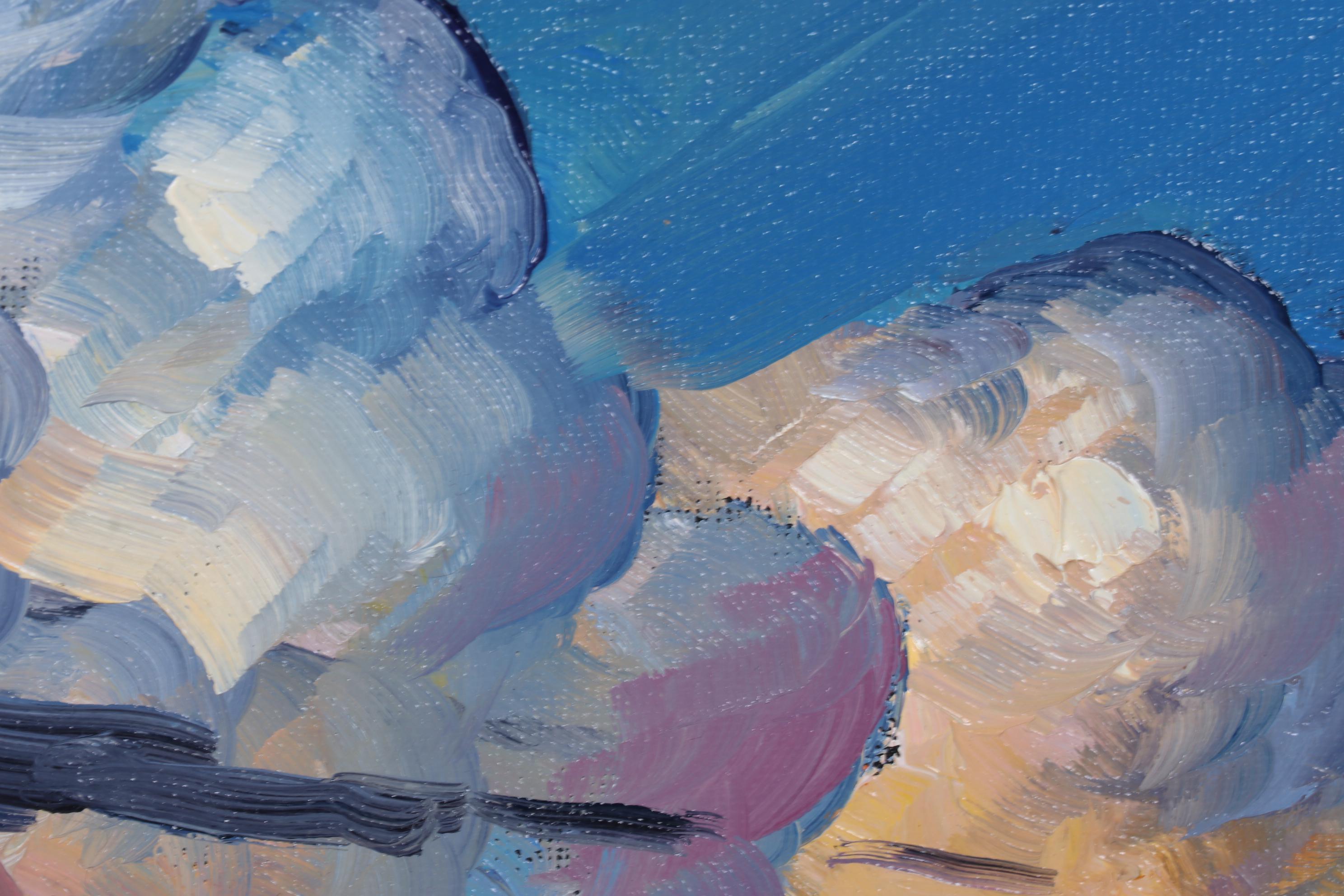 William Hawkins Oil Painting of Clouds Billowing Over Southwest Mountains, 2022