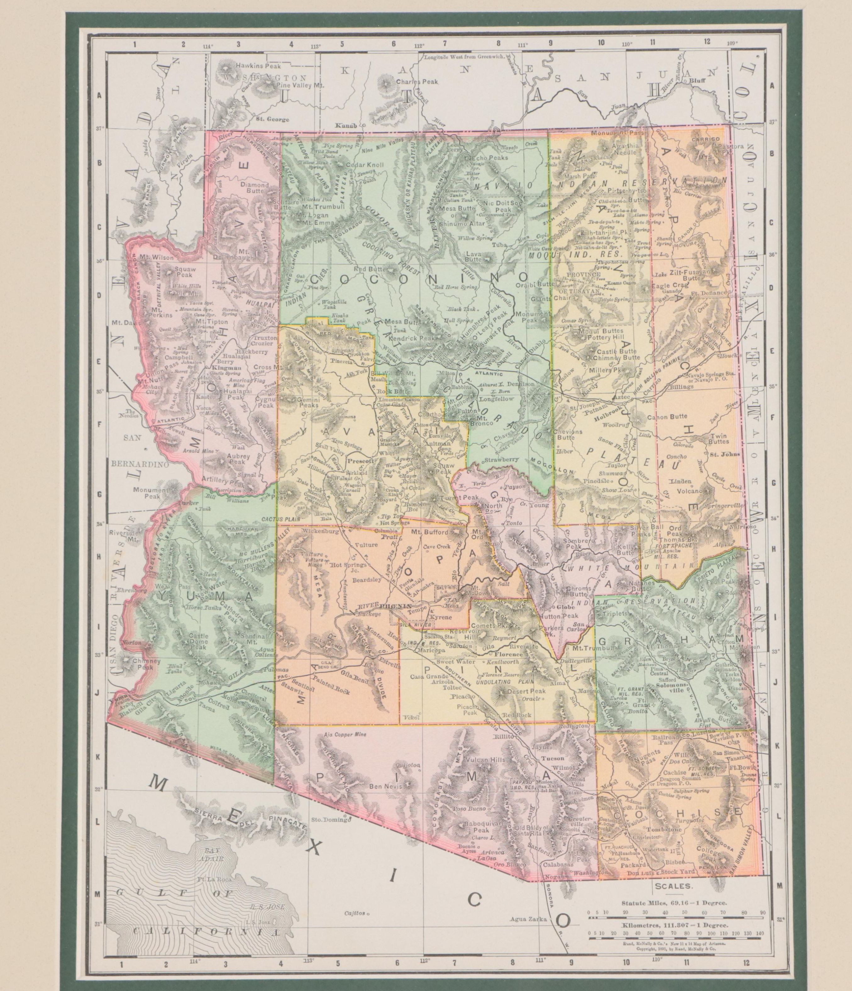 Rand, McNally & Co. Map of Arizona, Circa 1895