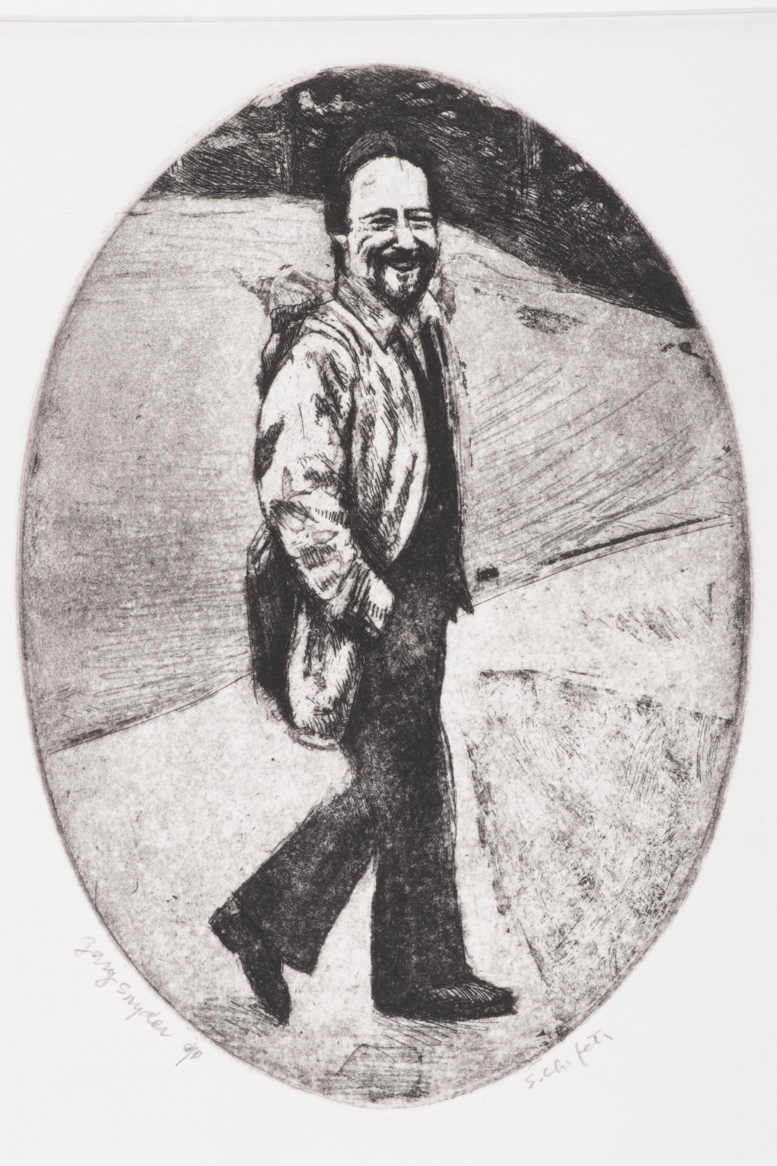 Sidney Chafetz Etching "Gary Snyder," 1987