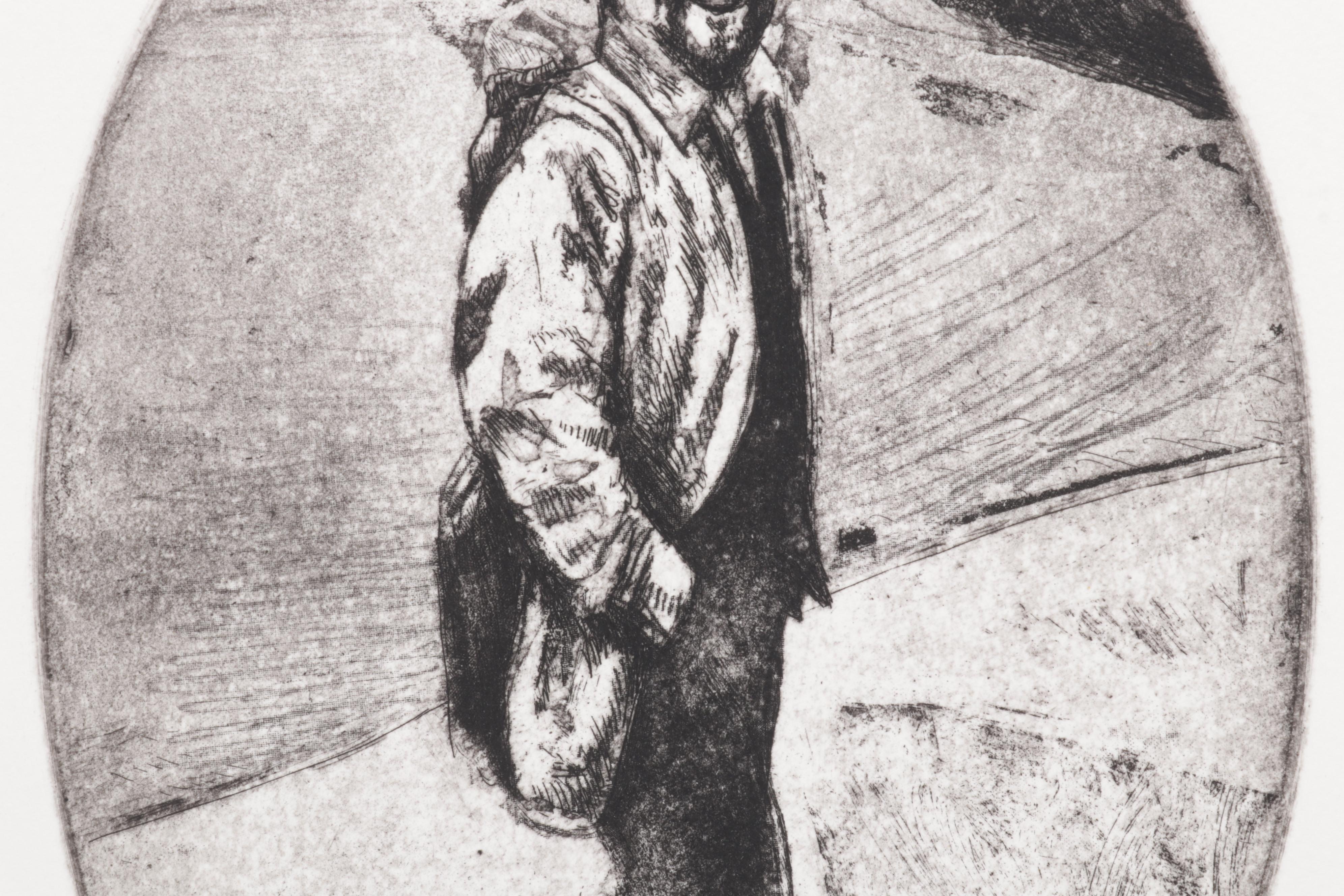 Sidney Chafetz Etching "Gary Snyder," 1987