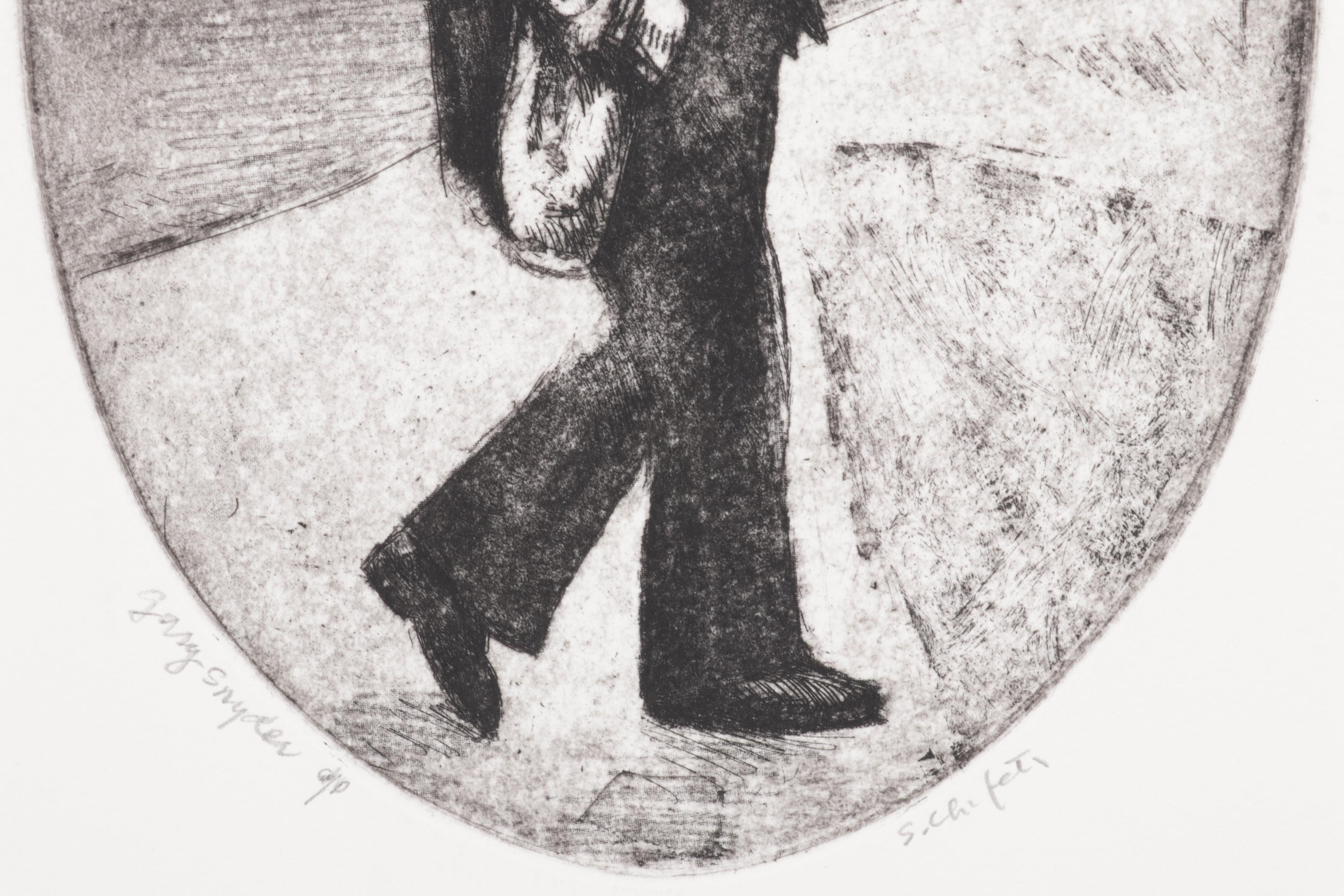 Sidney Chafetz Etching "Gary Snyder," 1987