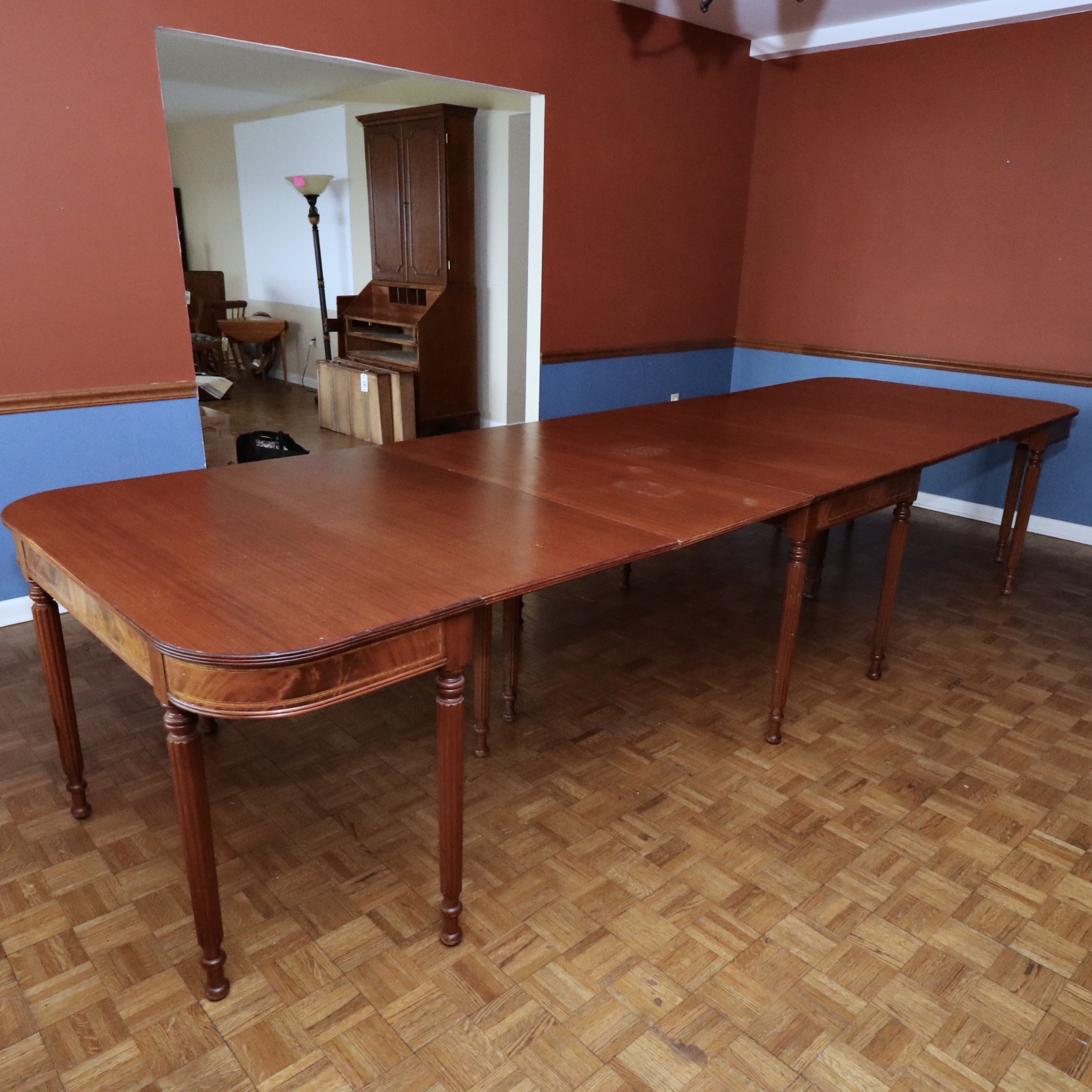 Federal Style Expandable Drop-Leaf Center Table with D-End Console Tables