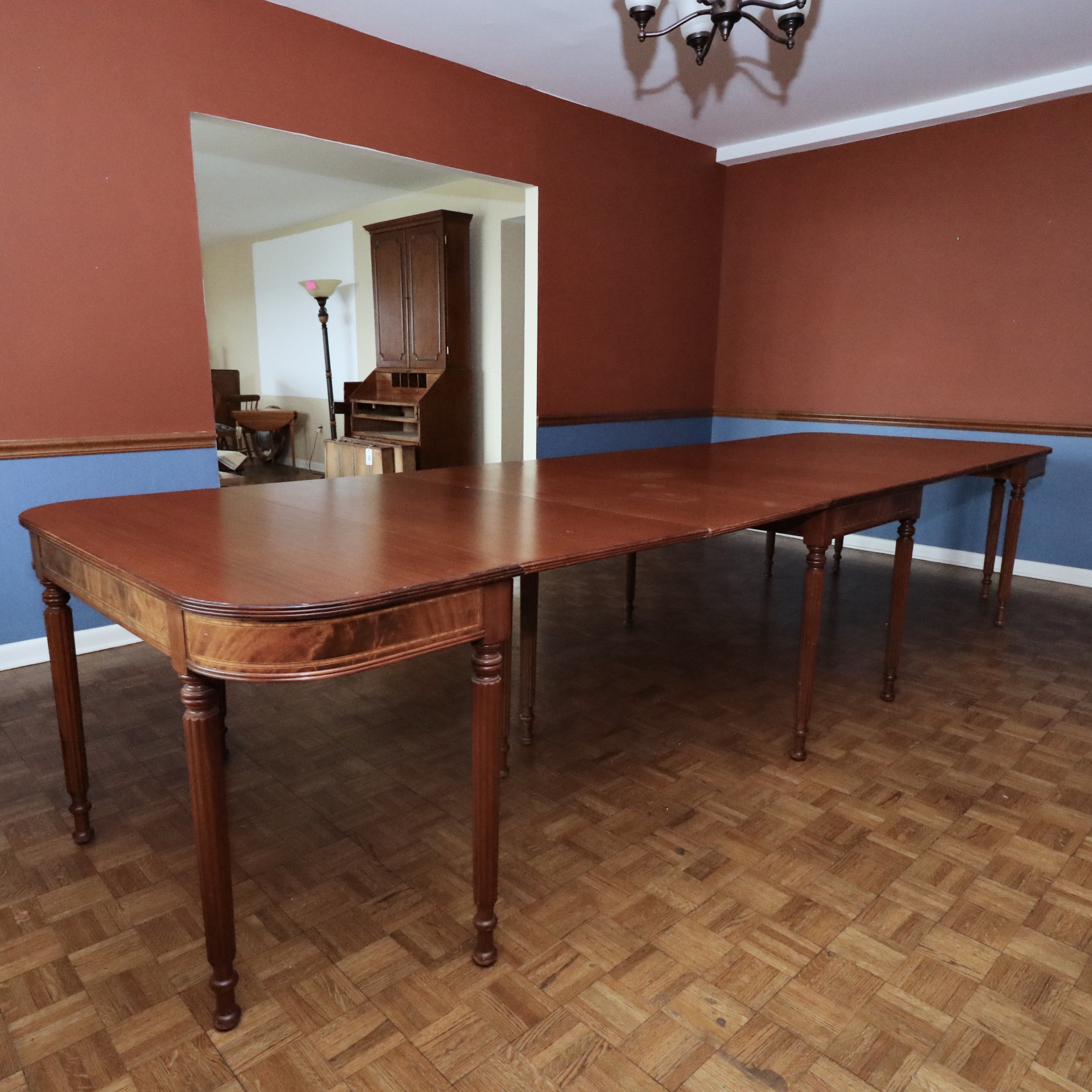 Federal Style Expandable Drop-Leaf Center Table with D-End Console Tables