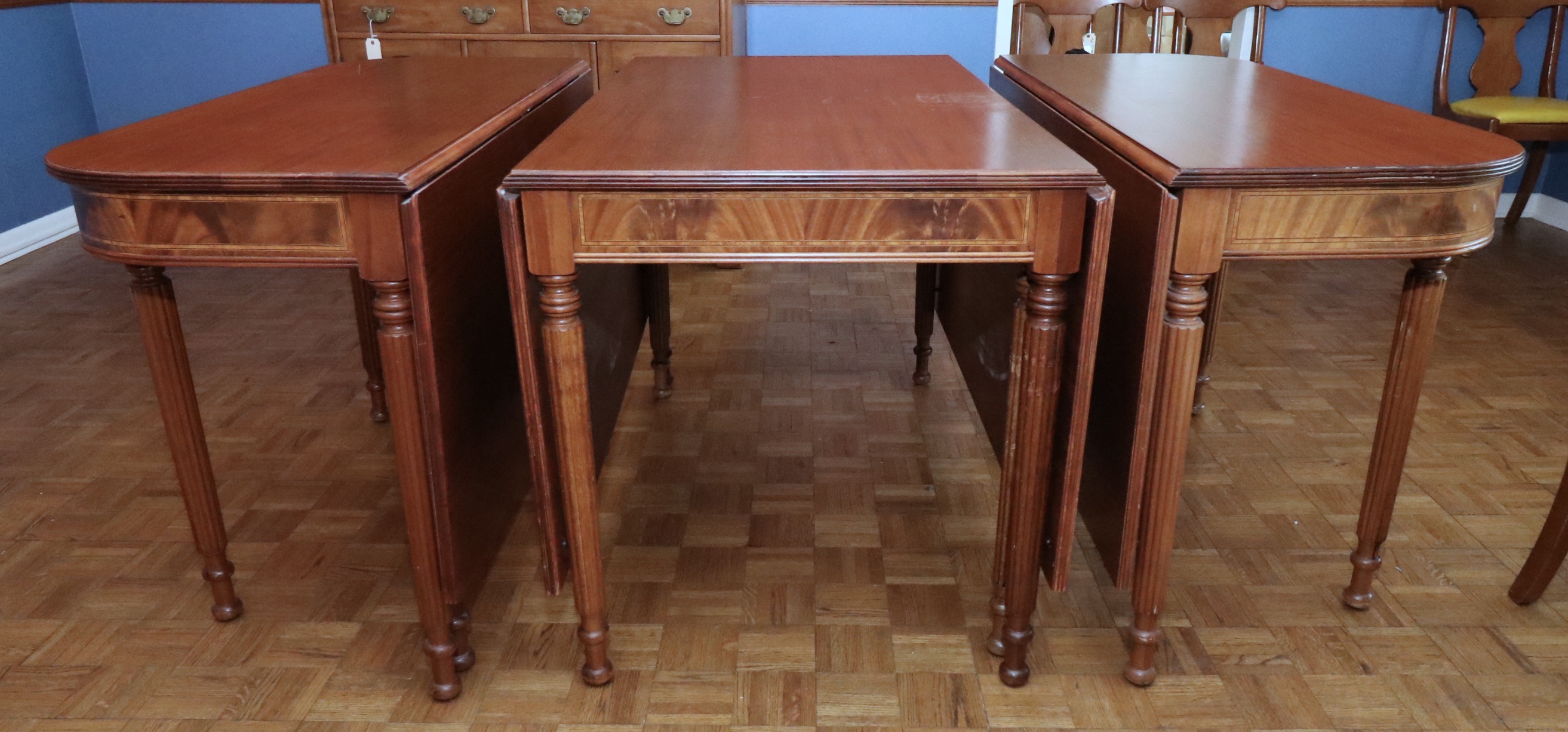 Federal Style Expandable Drop-Leaf Center Table with D-End Console Tables