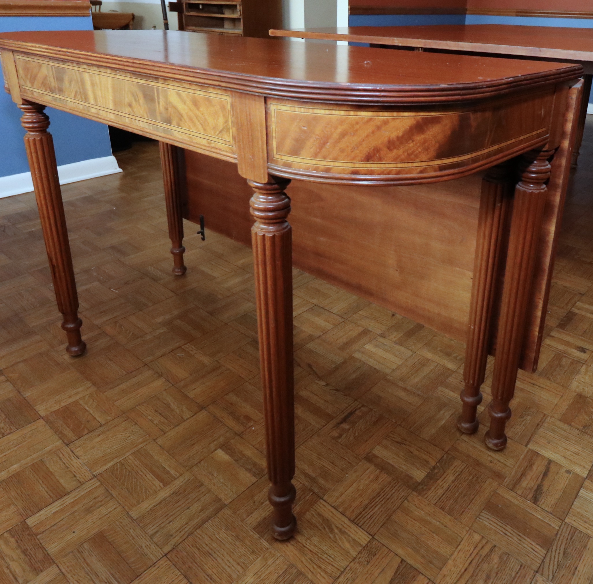 Federal Style Expandable Drop-Leaf Center Table with D-End Console Tables