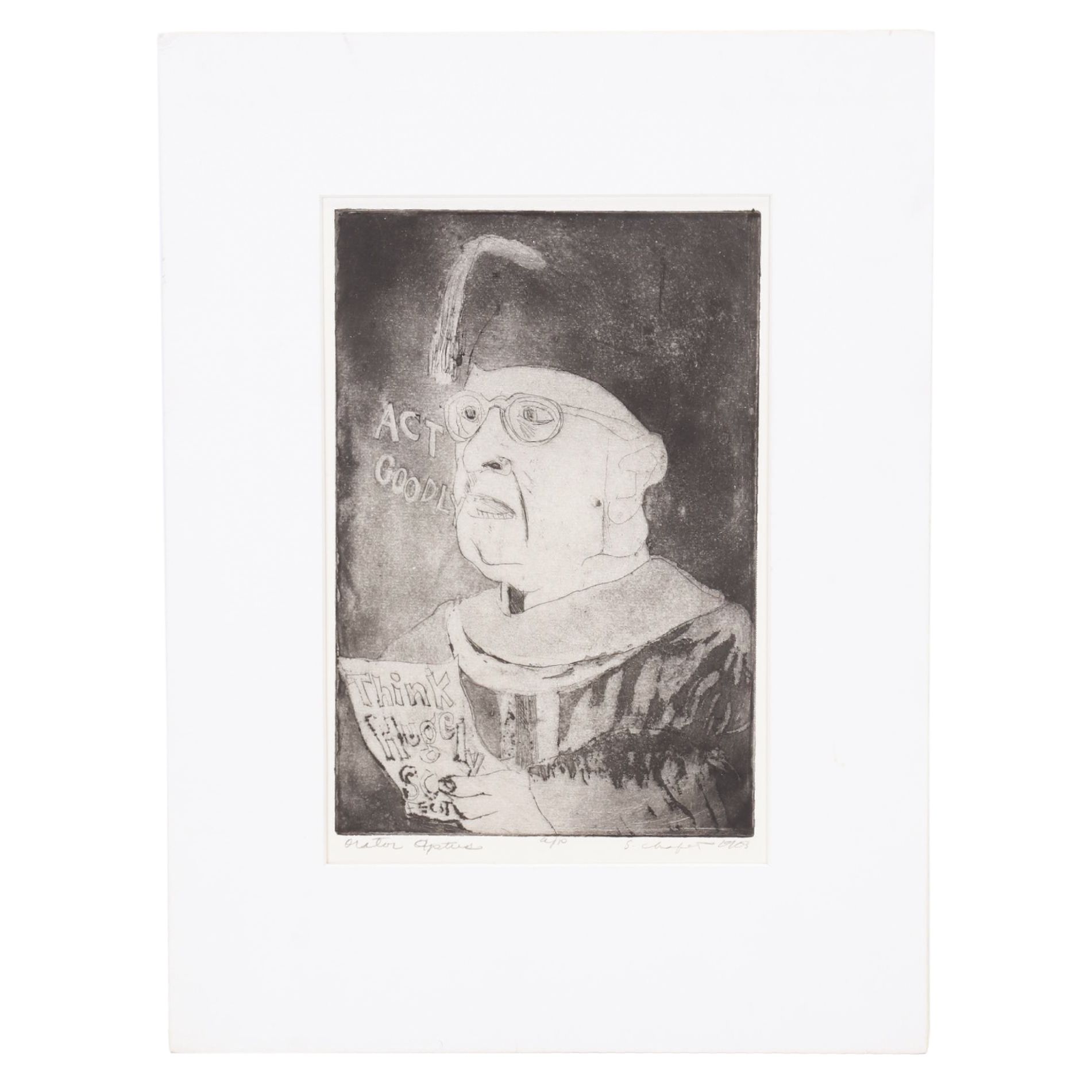 Sidney Chafetz Etching with Aquatint "Orator Aptus," 1963