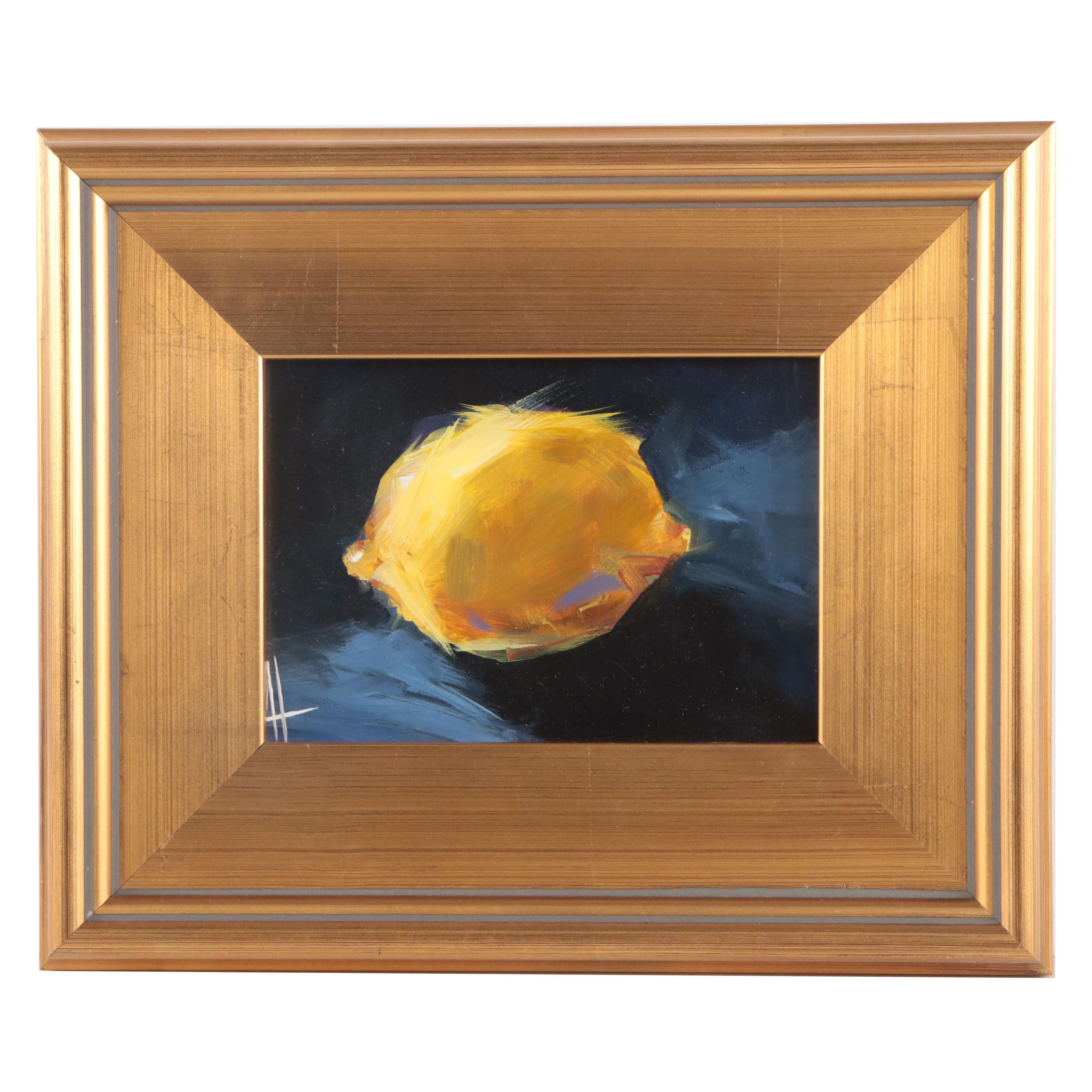 Anne Thouthip Still Life Acrylic Painting of Lemon, 21st Century