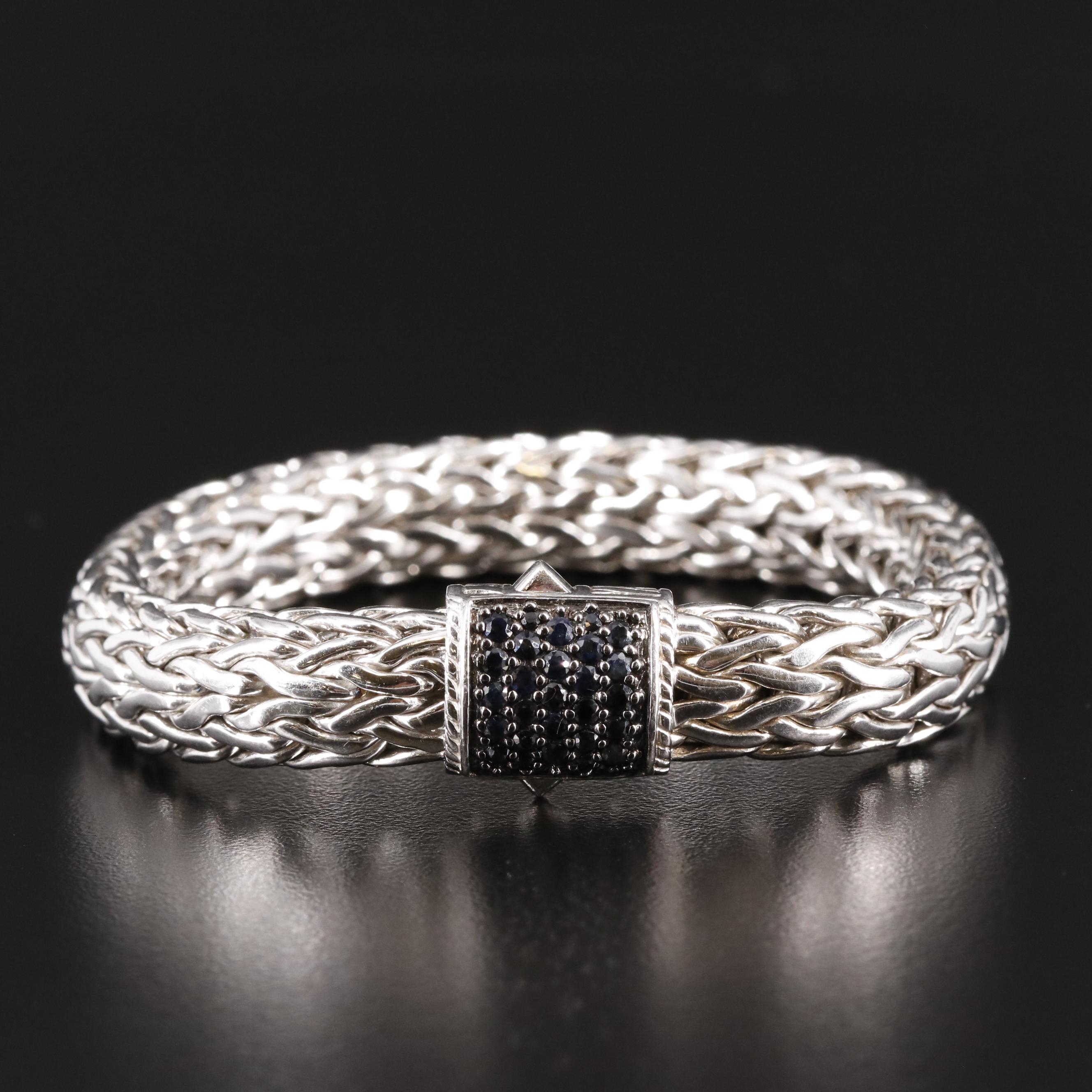 John Hardy Sterling Black Sapphire Clasp Bracelet