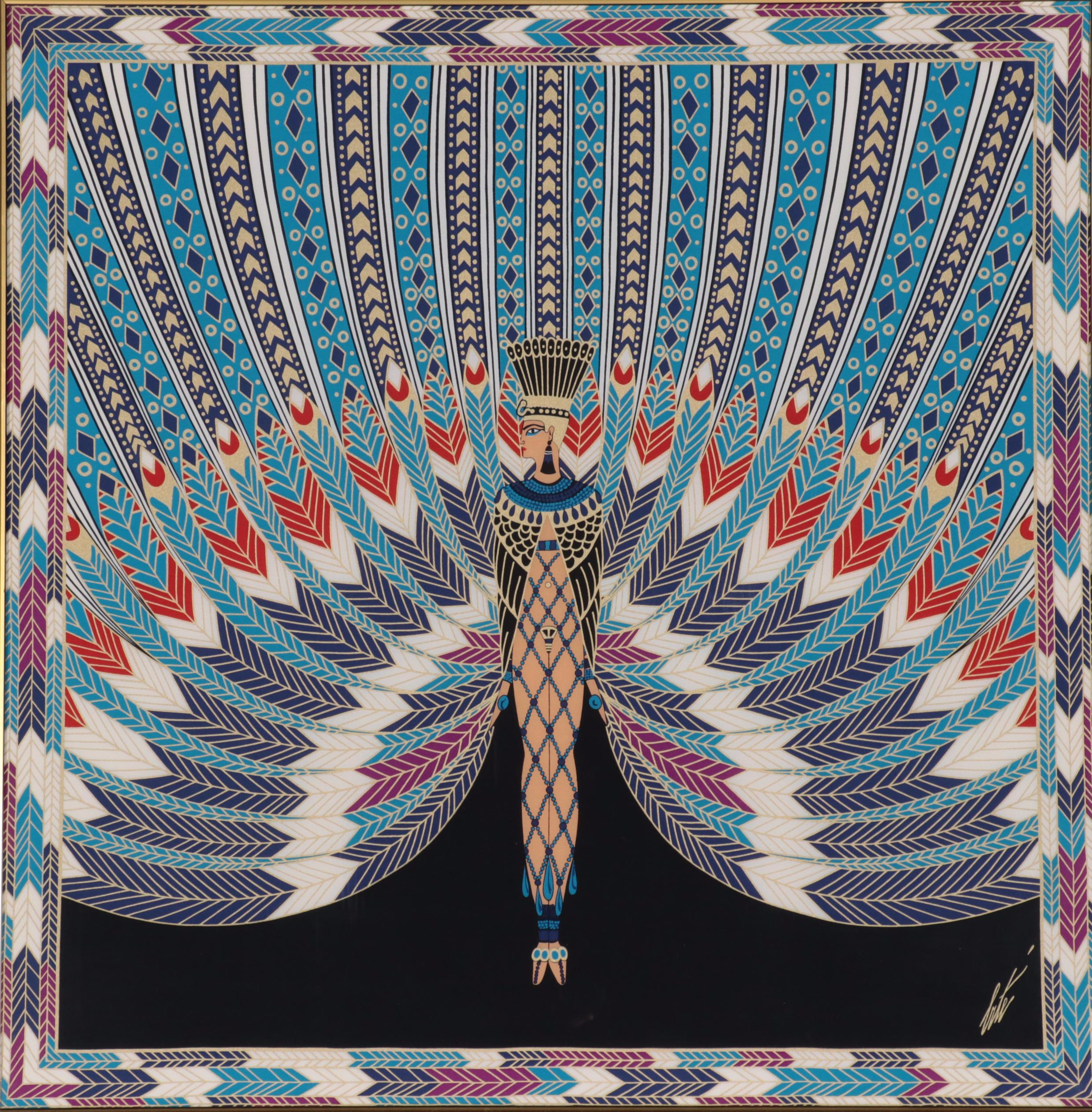 Erté Framed Silk Scarf "The Nile"