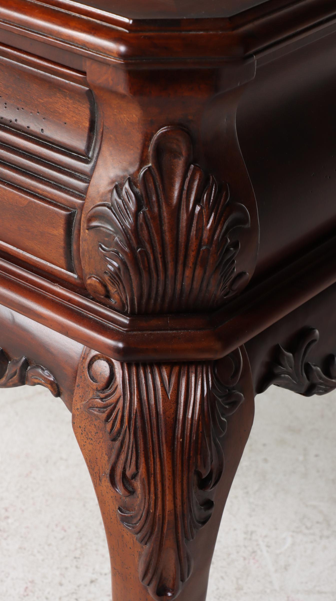 American Signature Chippendale Style Cherrywood-Stained Console Table