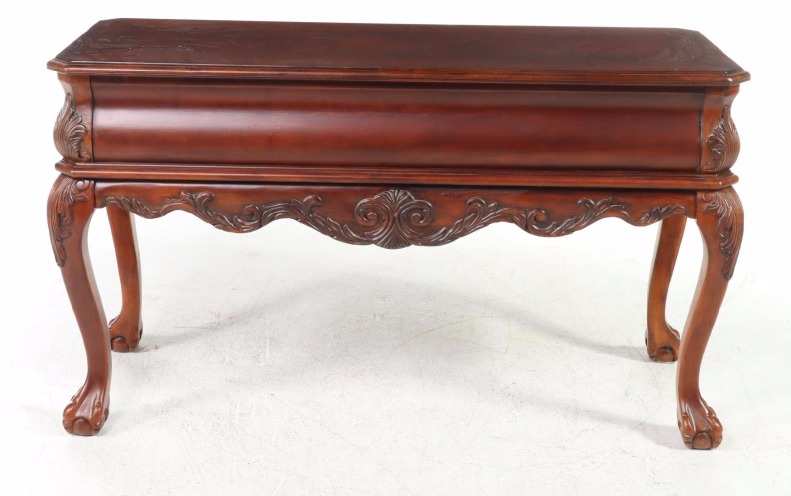 American Signature Chippendale Style Cherrywood-Stained Console Table