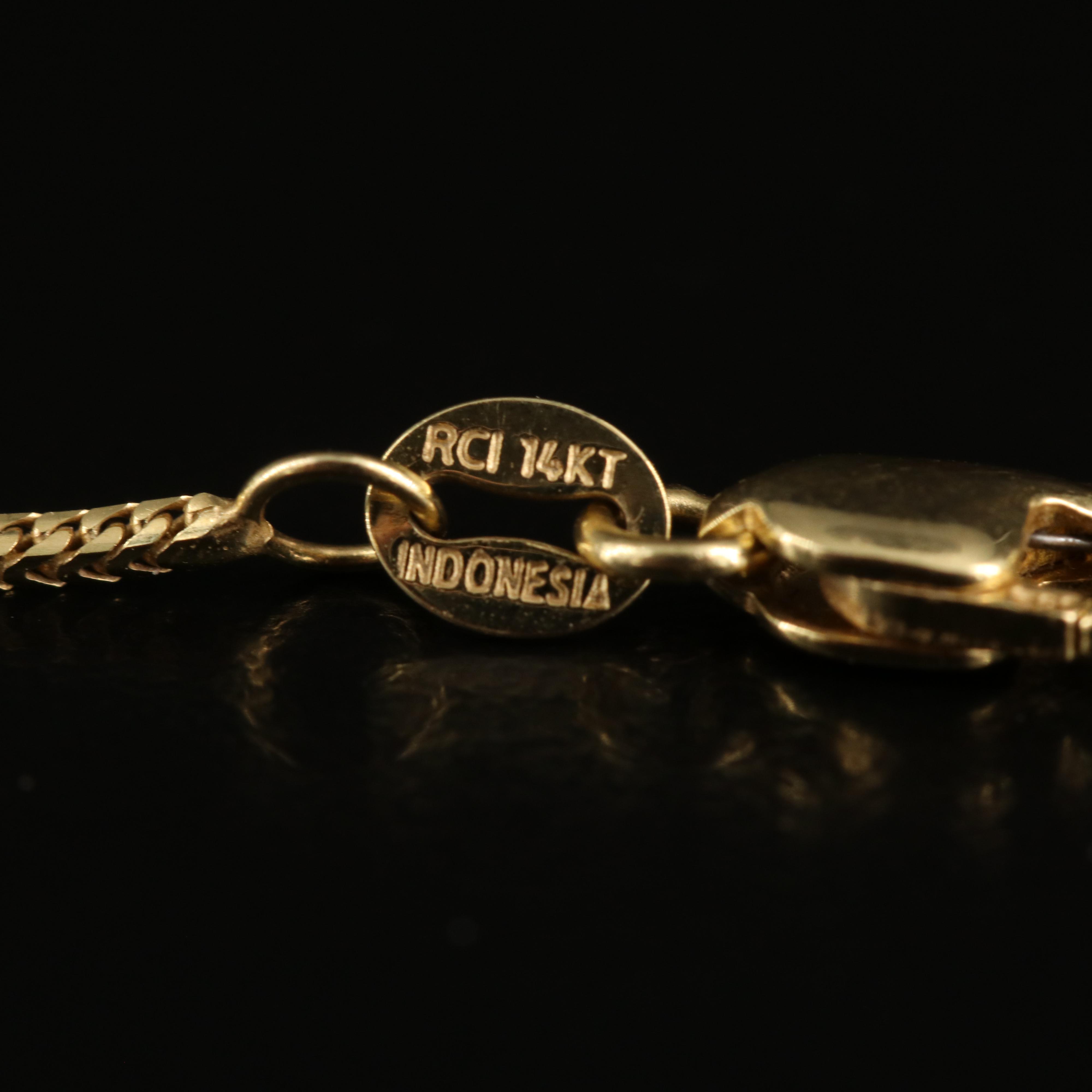 14K Square Snake Chain Necklace