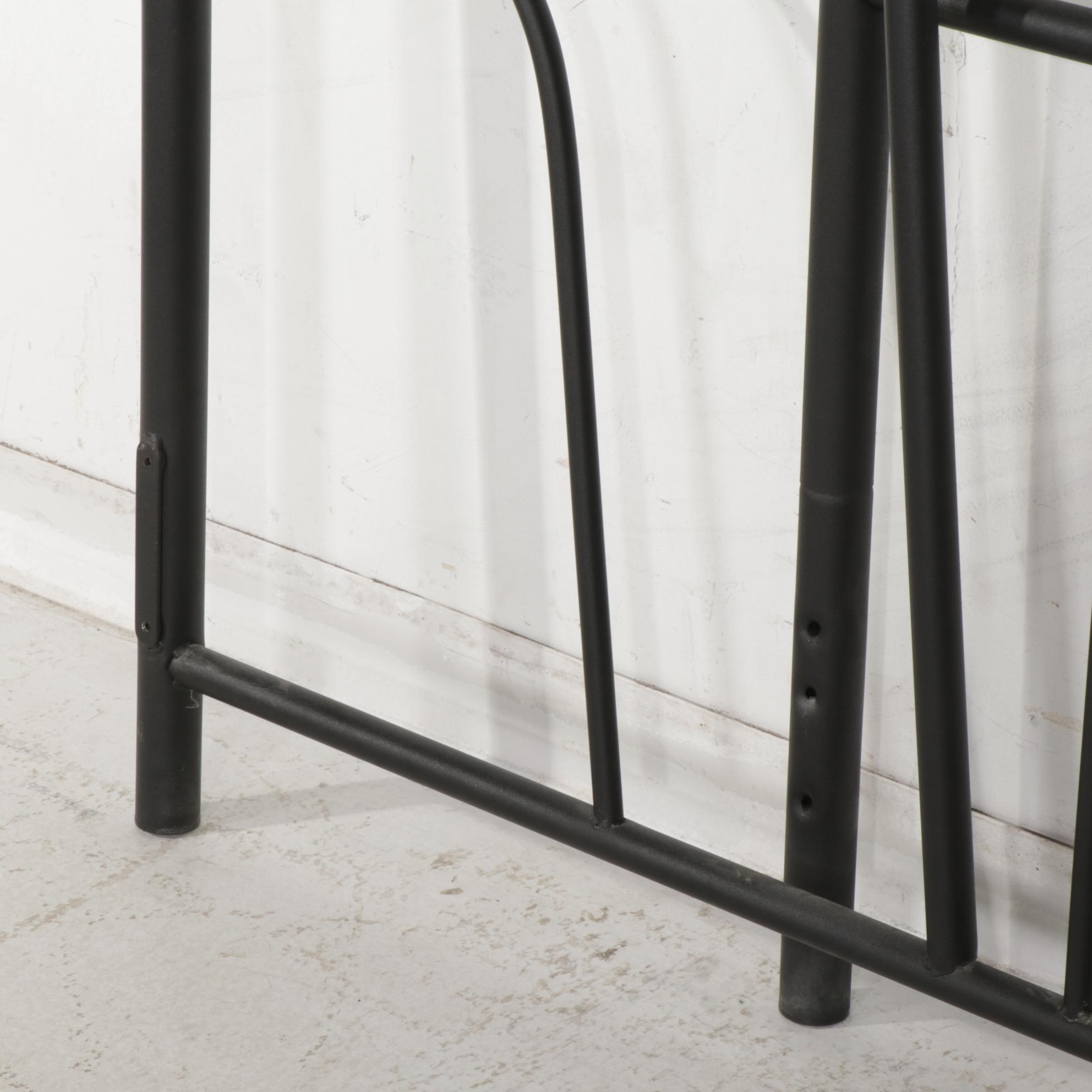 Black Tubular Metal Full Size Headboard and Foot Board