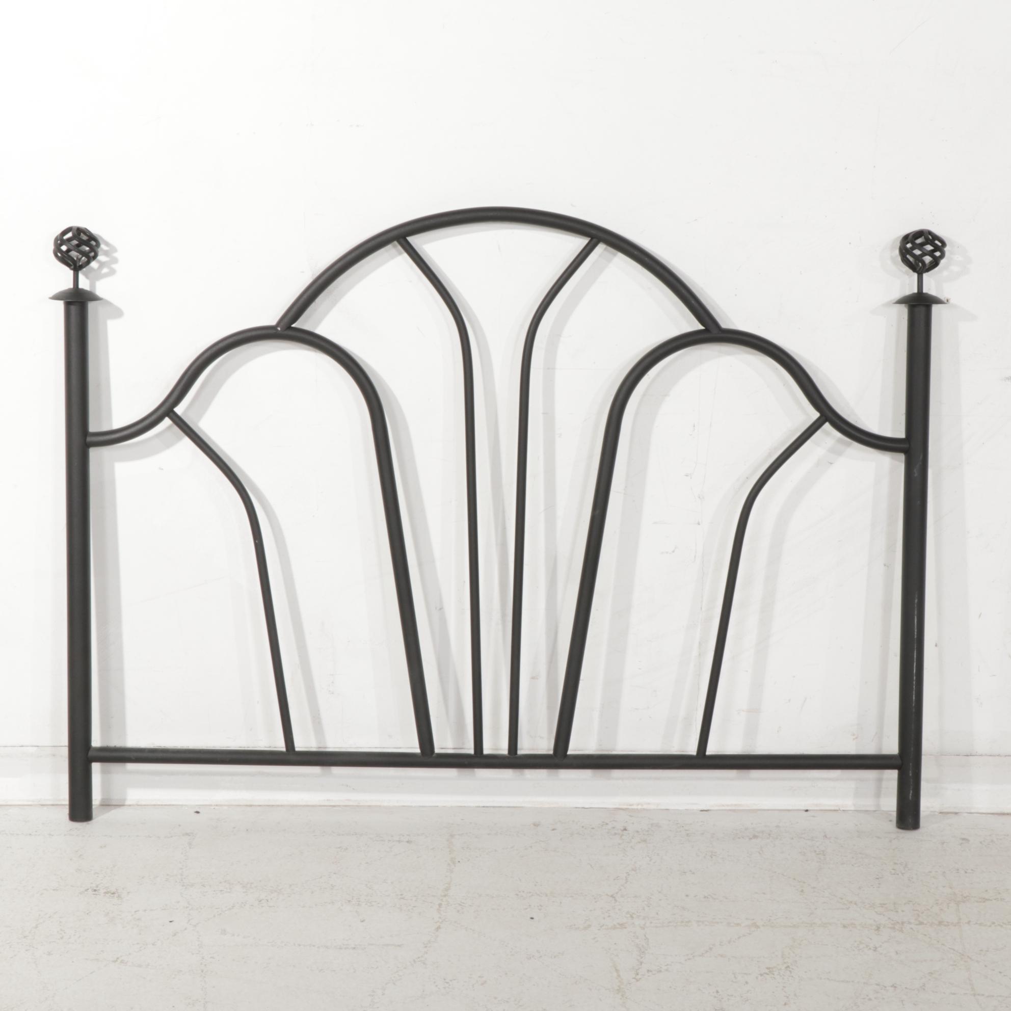 Black Tubular Metal Full Size Headboard and Foot Board
