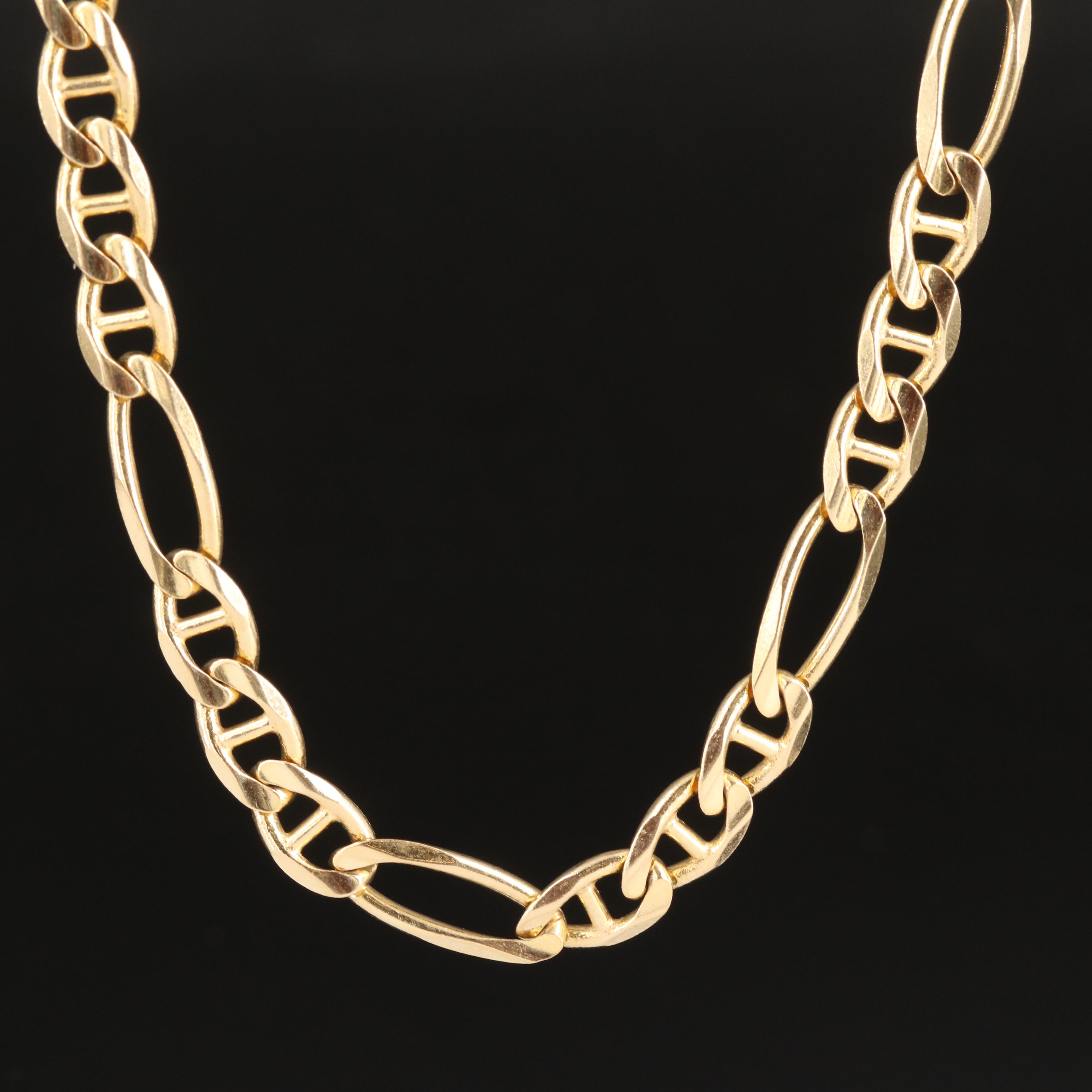 Italian 14K Mariner Figaro Chain Necklace