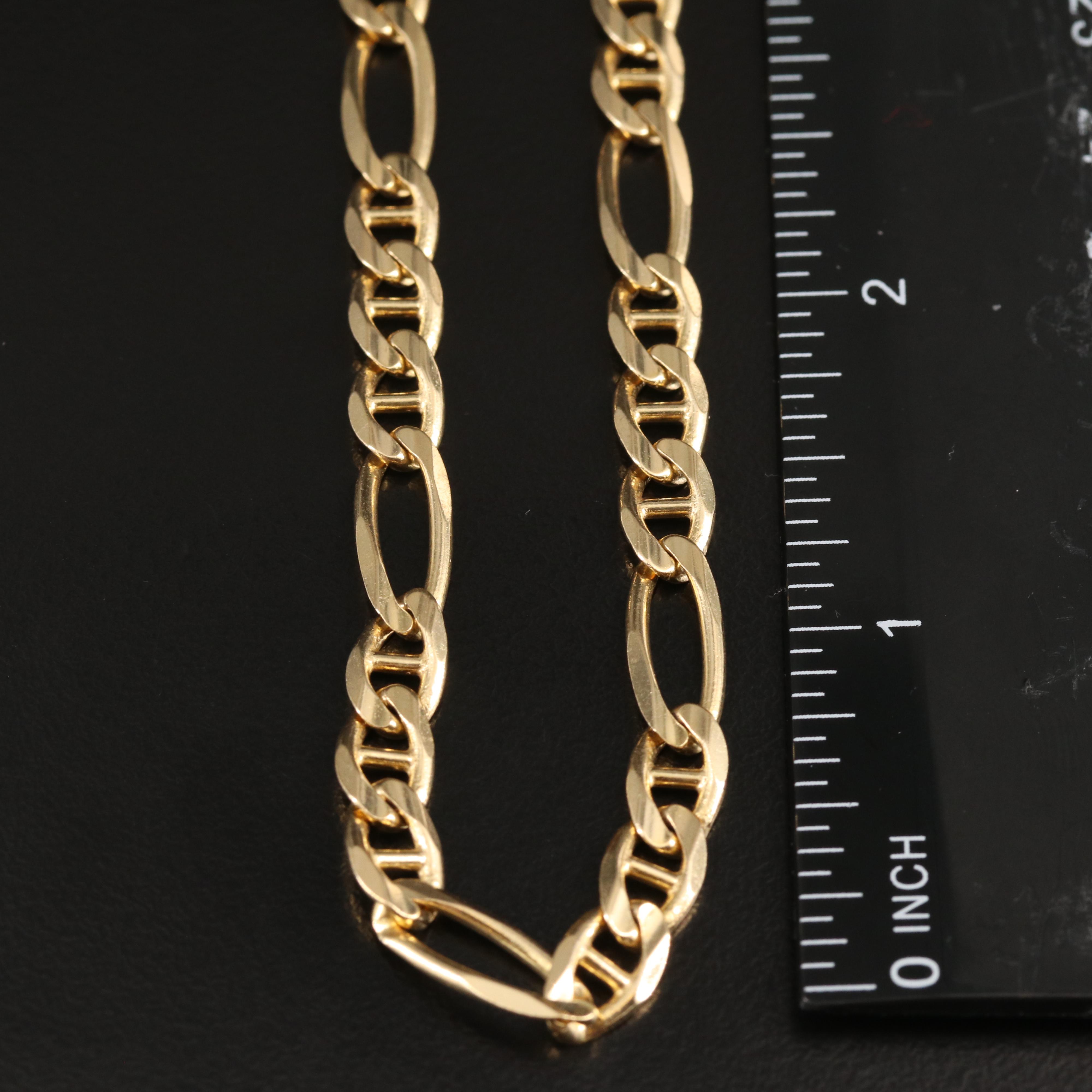 Italian 14K Mariner Figaro Chain Necklace